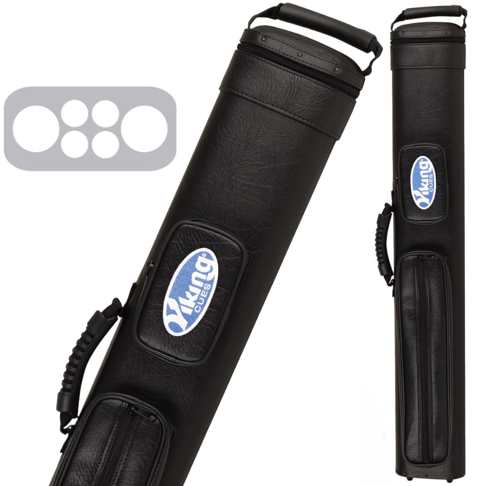 **Viking Pool Cue Case - Durable Vinyl Shell & Soft Felt Interior with Adjustable Shoulder Strap - Billiard Cue Storage Bag for Pool Sticks - Perfect for Travel, Tournaments & Home Use**