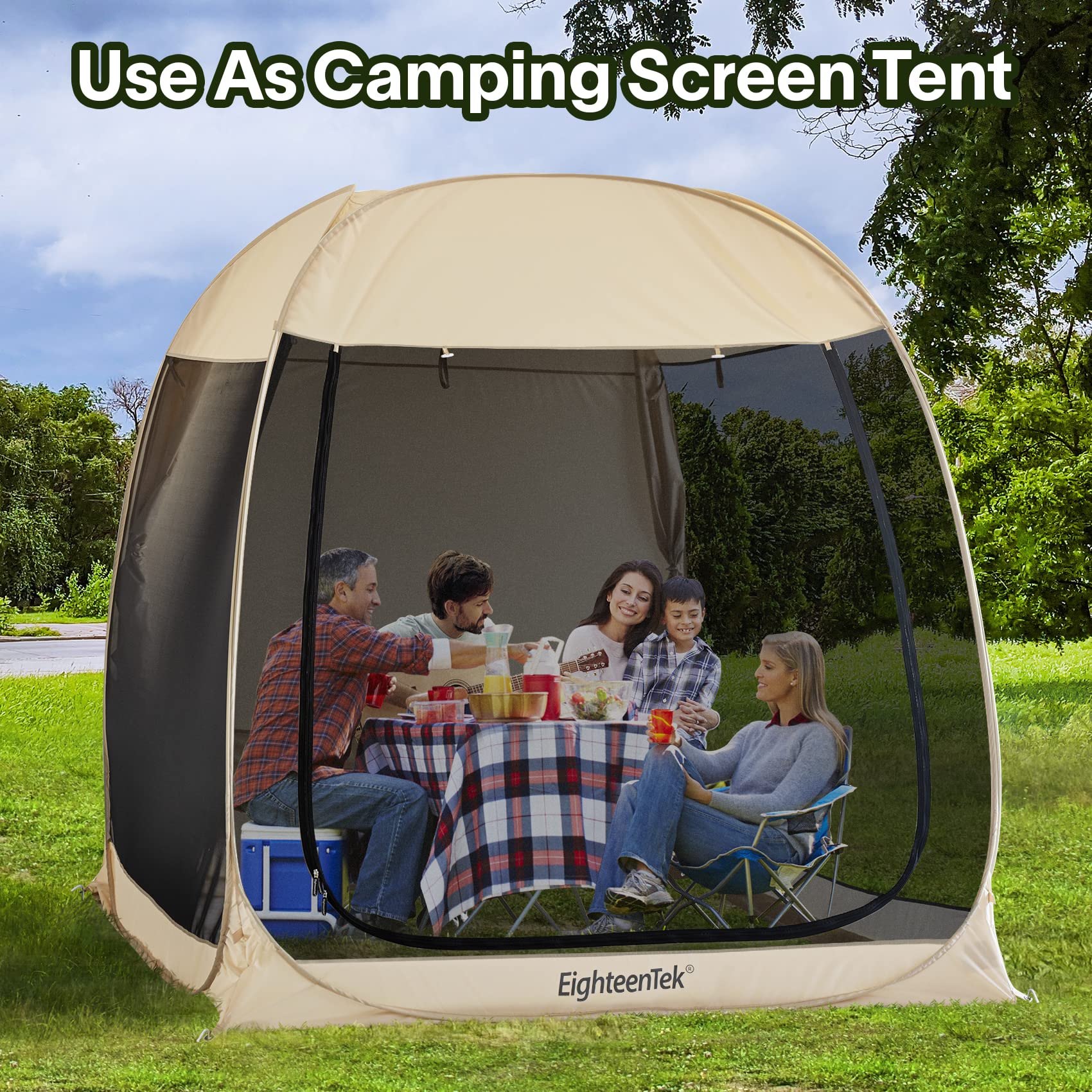 EighteenTek Waterproof Camping Tent - Lightweight & Durable for Outdoor Adventures, Hiking, Backpacking & Family Camping Trips