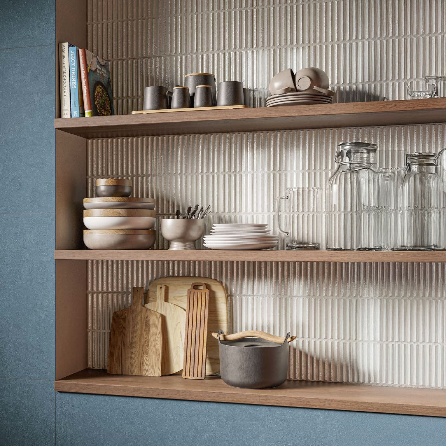 3D Curve Kit Kat Miley Fluted Tiles - Modern Homey Stripes Design for Kitchen Backsplash & Bathroom Wall Decor