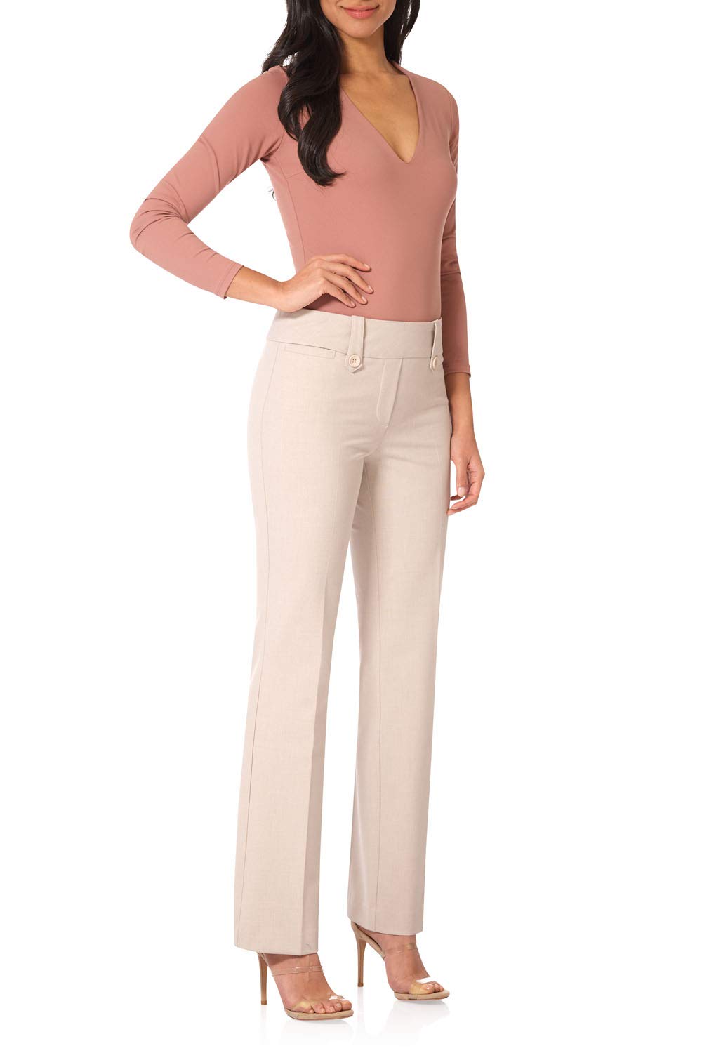 Rekucci Women's Stretch Bootcut Pants with Tummy Control - Smart Desk to Dinner Comfort for Work & Casual Wear