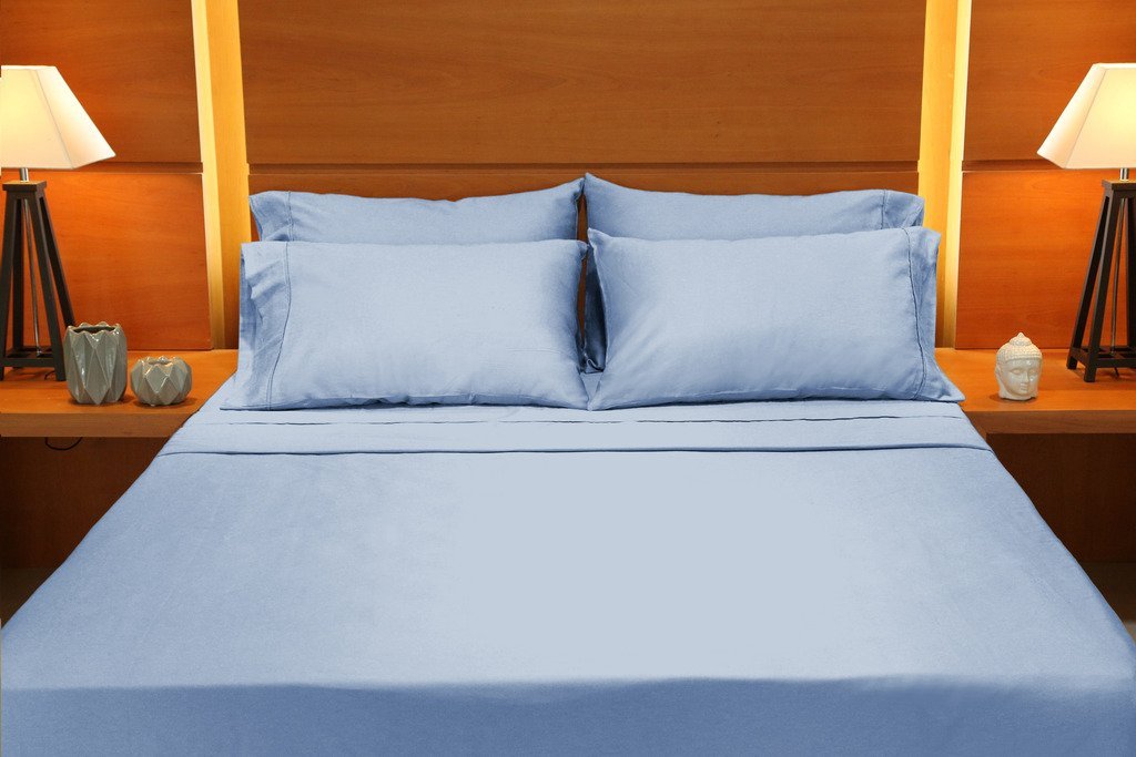 Premium 100% Cotton 1000 Thread Count Sateen Weave Sheet Set - King Size, Light Blue | Deep Pocket Fitted Sheets | EL&ES Bedding Collections | Perfect for Luxury Bedrooms, Guest Rooms & Hotels