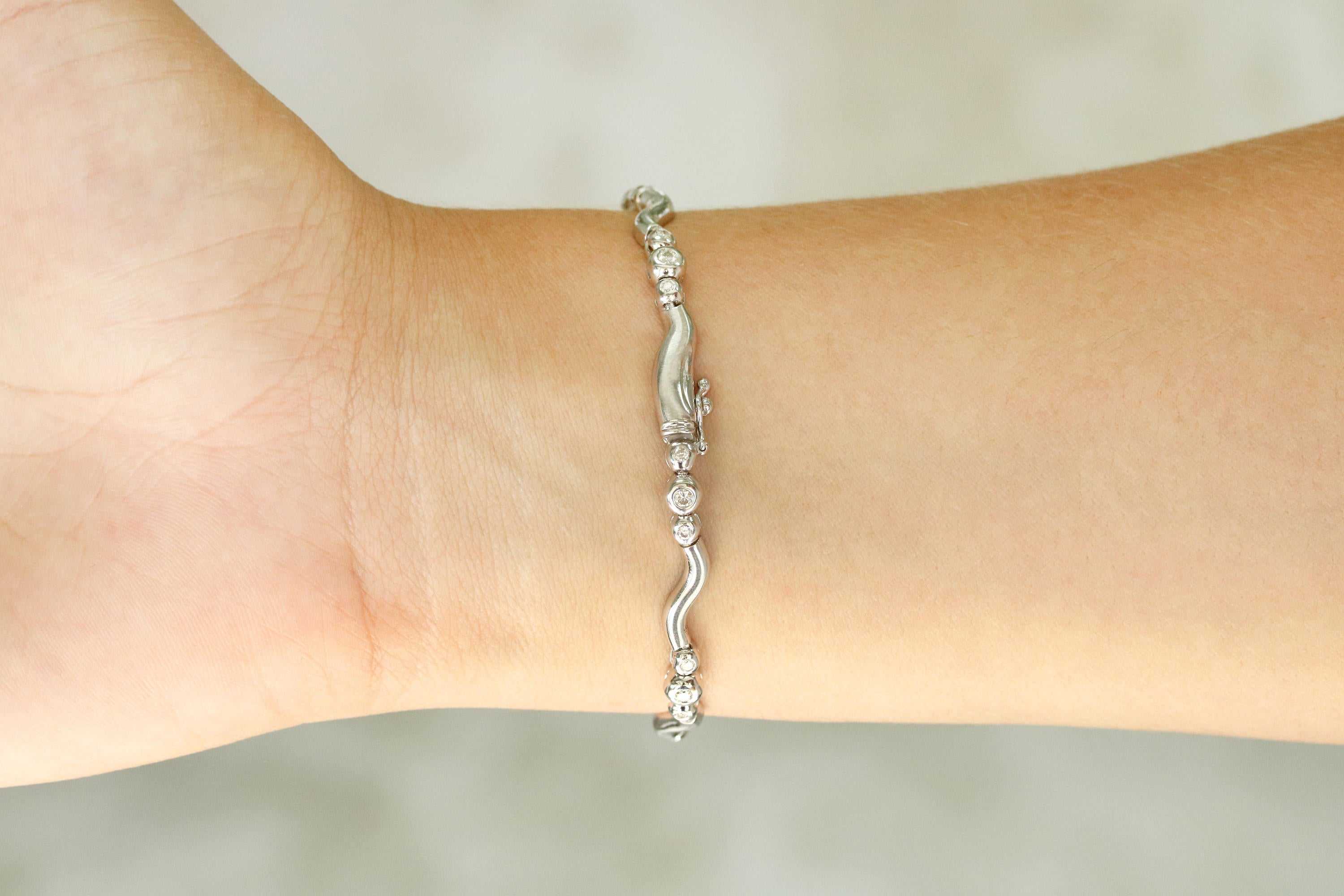 1/2tcw Modern Satin Finish Diamond Bezel Set Tennis Bracelet for Women - Elegant Jewelry Gift for Anniversary, Wedding & Special Occasions