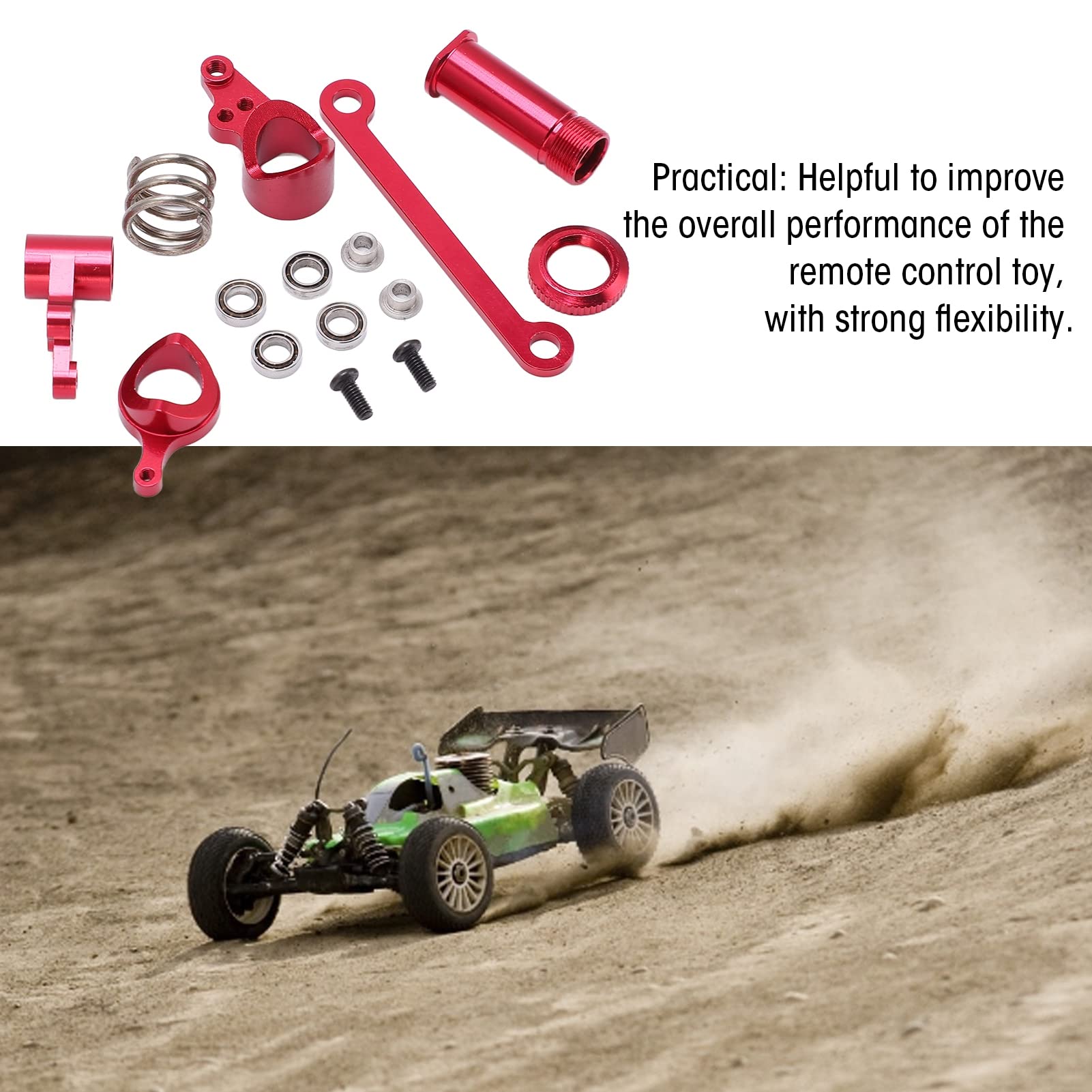 High-Performance Aluminum Alloy RC Steering Knuckle Assembly - 1/14 Scale Upgrade Parts for RC Racing Cars, Trucks & Crawlers (Red) - Durable Model Car Accessories for Off-Road Racing & Crawling Adventures