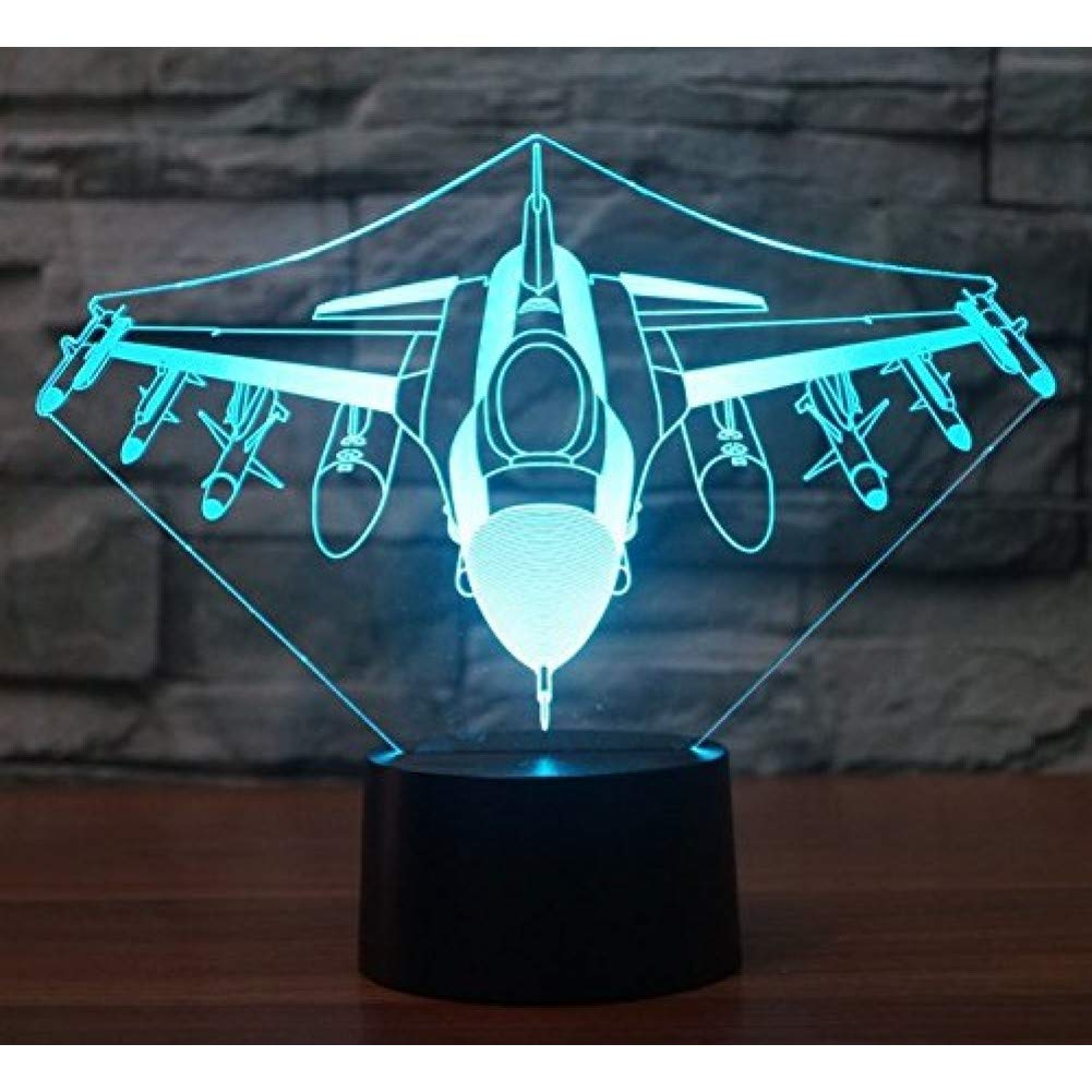 3D Plane Night Light LED Touch Switch Desk Lamp - 7 Color Changing Optical Illusion Lamp for Kids Room, Nursery, Christmas Decor, Birthday Gift, Home Office Decor (Perfect for Bedside, Study Table & Gift Giving)