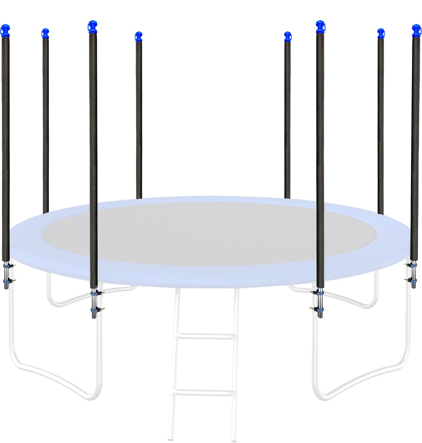 8 Universal Trampoline Enclosure Net Poles - Replacement Poles & Hardware Kit for 8 Straight Poles Round Frame Trampolines | Perfect for Backyard Safety & Kids Outdoor Play