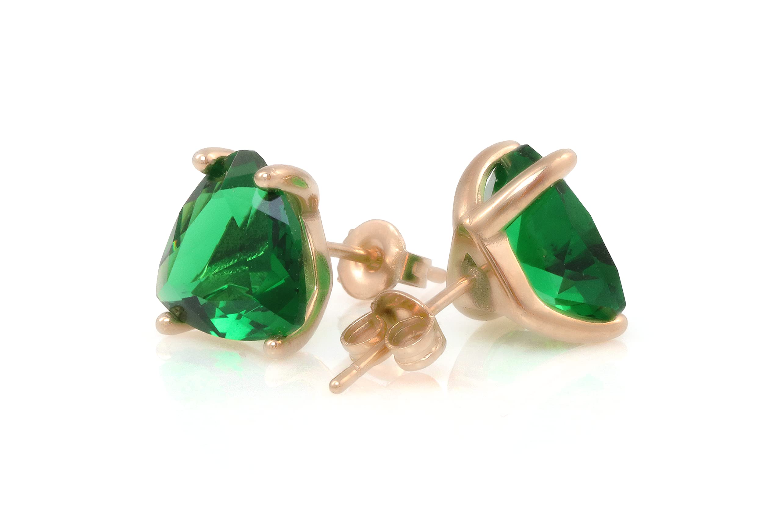 Anemone Emerald Earrings - Custom Cut Sterling Silver Stud Earrings - Handmade May Birthstone Jewelry for Women - Dainty Everyday Jewelry & Unique Gift for Her - Fashionable Artisan Earrings for Work, Date Night & Special Occasions