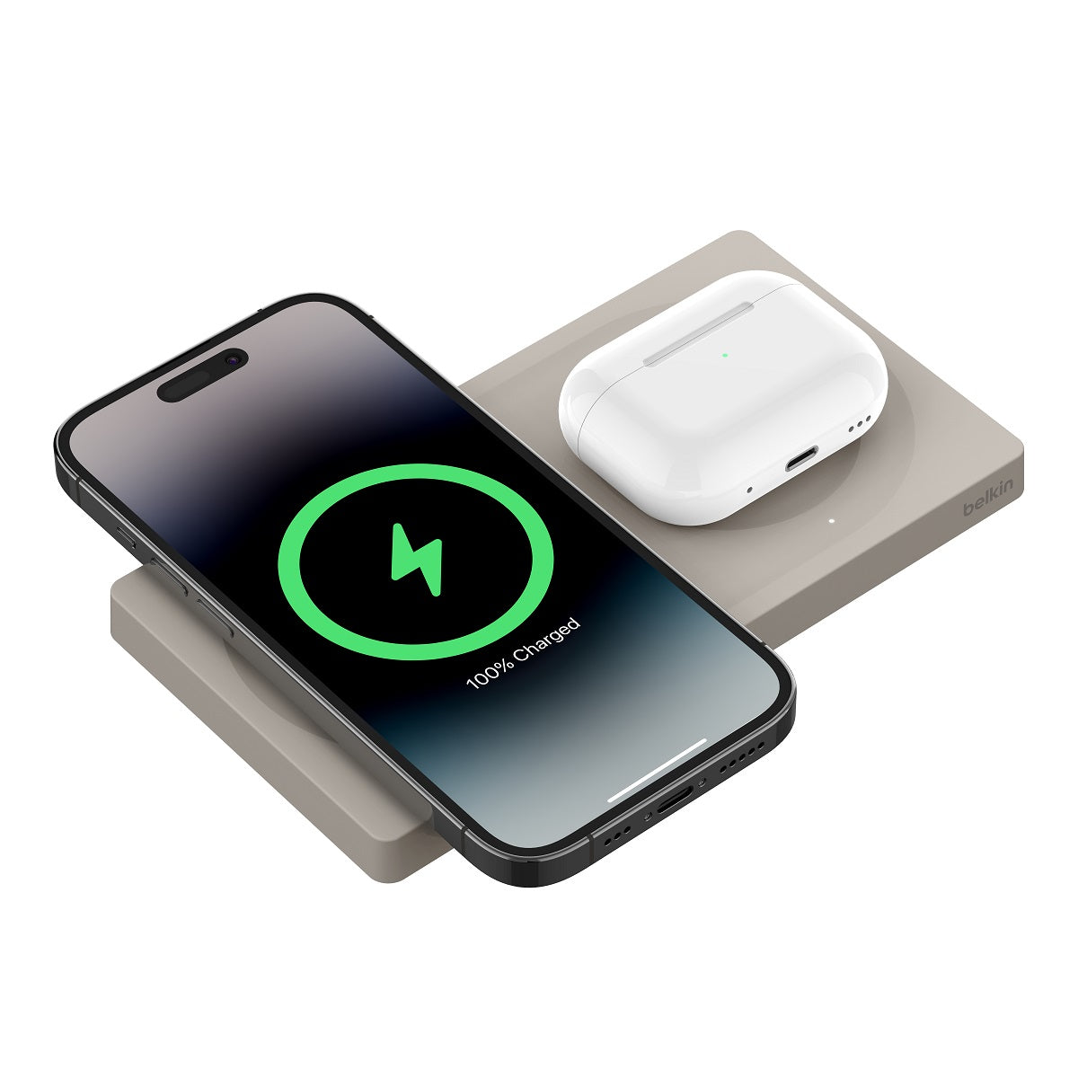Belkin BoostCharge Pro MagSafe 2-in-1 Wireless Charging Pad 15W Fast Charging for iPhone & AirPods - Perfect for Home, Office & Travel