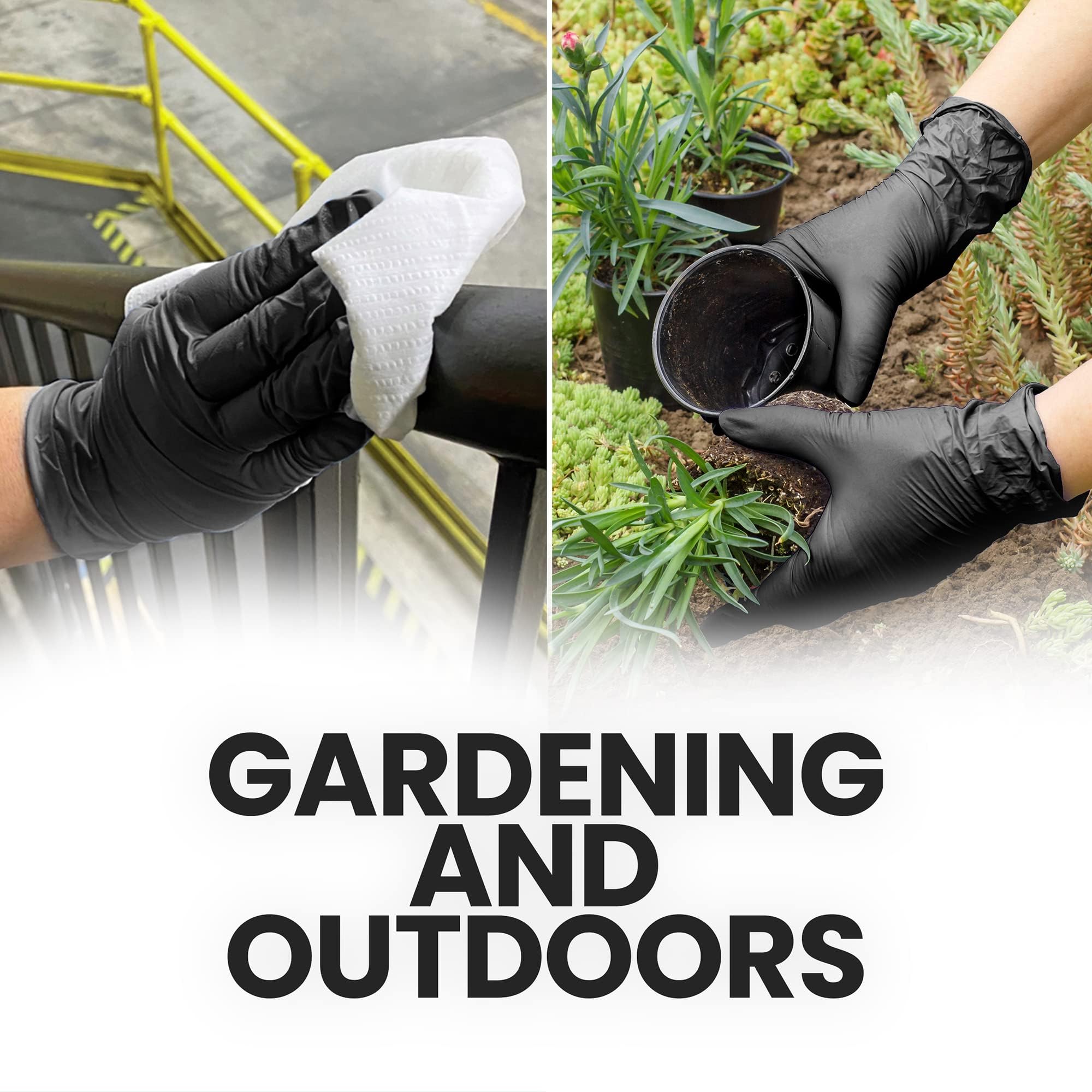 Heavy Duty Black Nitrile Gloves - 6 Mil Thick, Powder-Free, Latex-Free for Tattoo Artists, Cleaning, Cooking, Automotive & Medical Use - Ideal for Salon, Kitchen, Garage & Healthcare Professionals