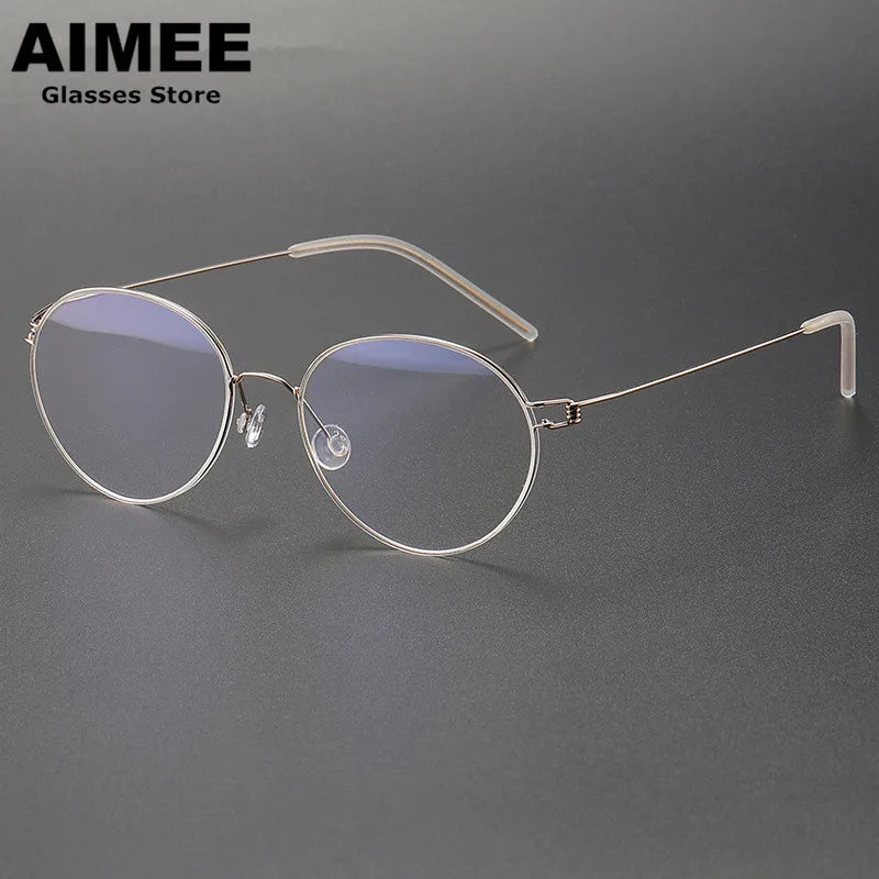 Aimee Women's Full Rim Oval Round Screwless Titanium Eyeglasses - Lightweight & Durable Eyewear for Work, Reading & Everyday Use