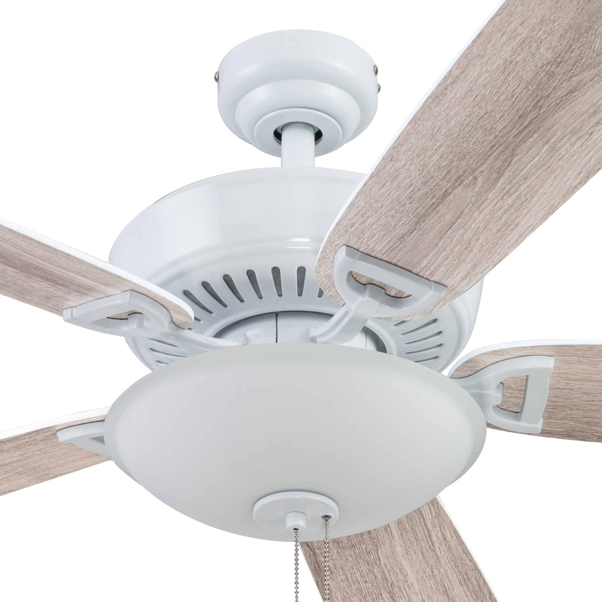 52 Inch White Montlake Ceiling Fan with Pull Chain - Perfect for Living Room, Bedroom, and Outdoor Patio Cooling