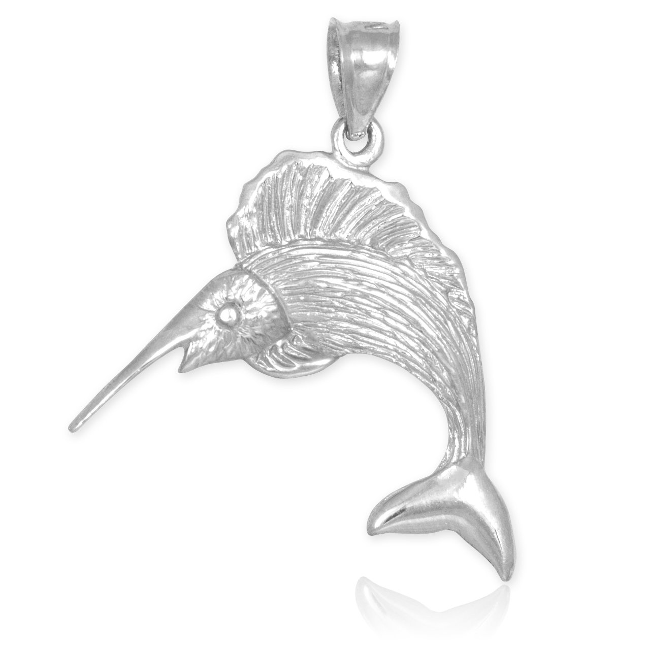 925 Sterling Silver Textured Sailfish Charm Pendant Necklace for Women - Handmade Ocean Theme Jewelry Gift for Beach Lovers, Surfers & Marine Enthusiasts | Perfect for Vacation, Summer Outfits & Nautical Fashion