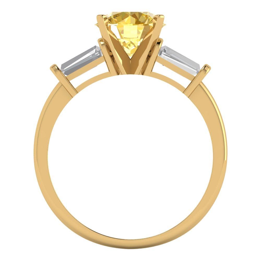 2.0ct Round Cut Yellow Simulated Diamond Ring - 18K Gold for Engagement & Wedding
