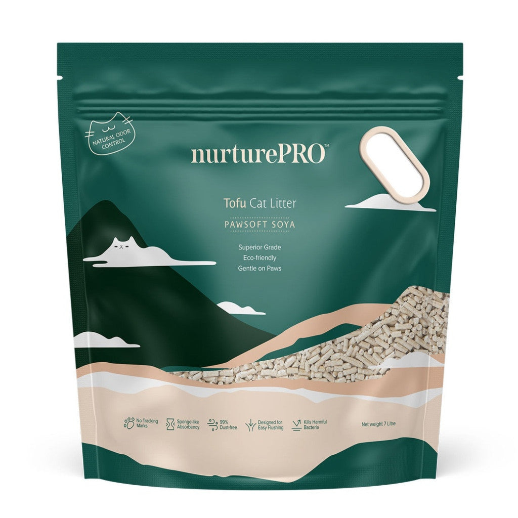 NurturePRO Pawsoft Tofu Cat Litter - 6 Pack Bundle (7L Each) | Charcoal, Soya, Green Tea & Corn Formula | Superior Odor Control | Eco-Friendly & Biodegradable | Ideal for Multi-Cat Homes & Small Spaces
