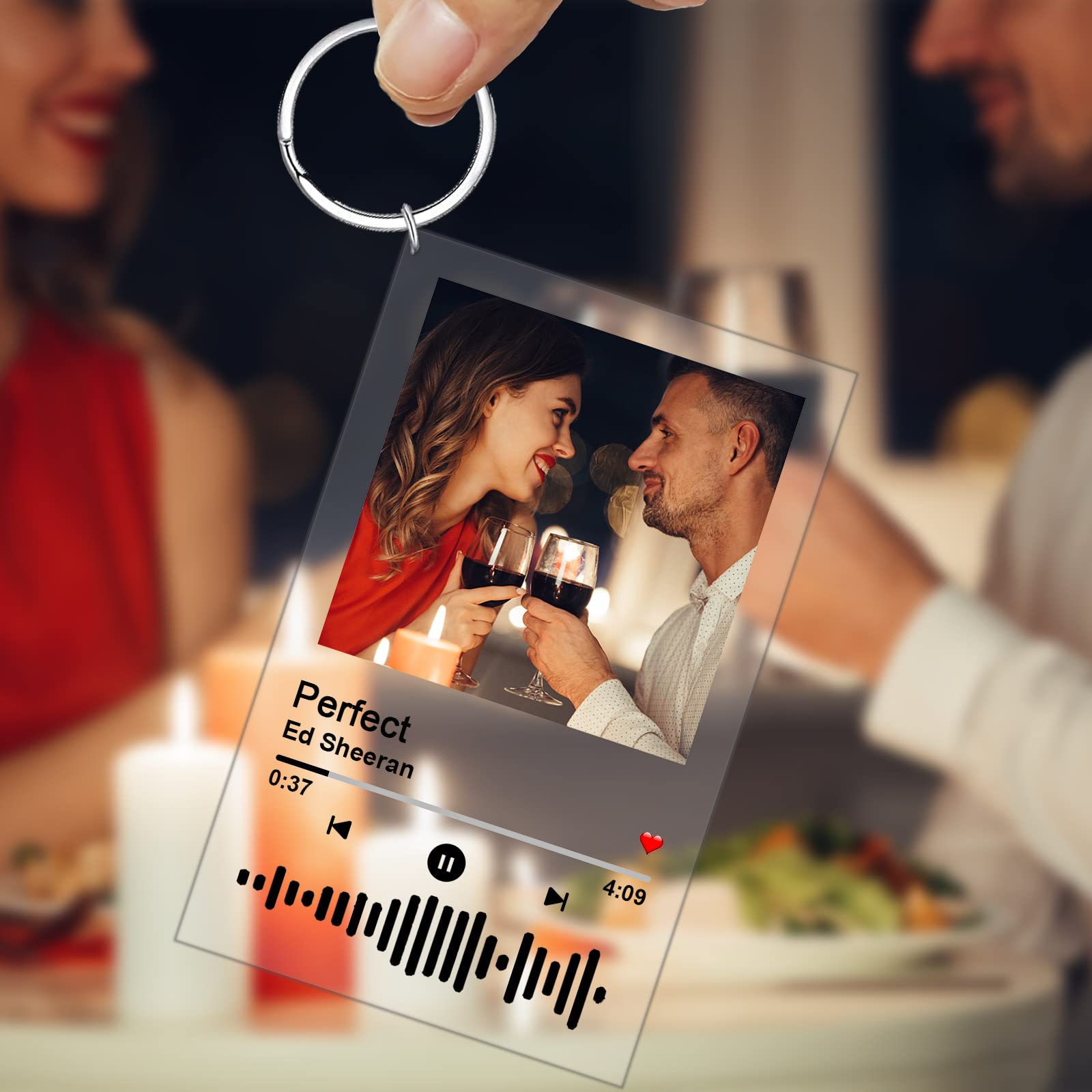 Custom Personalized Music Acrylic Keychain with Photo - Scannable Song Code - Engraved Name & Date - Perfect Gift for Anniversary, Birthday, Valentine's Day - Unique Music Lover Accessory for Keys, Bags & Backpacks