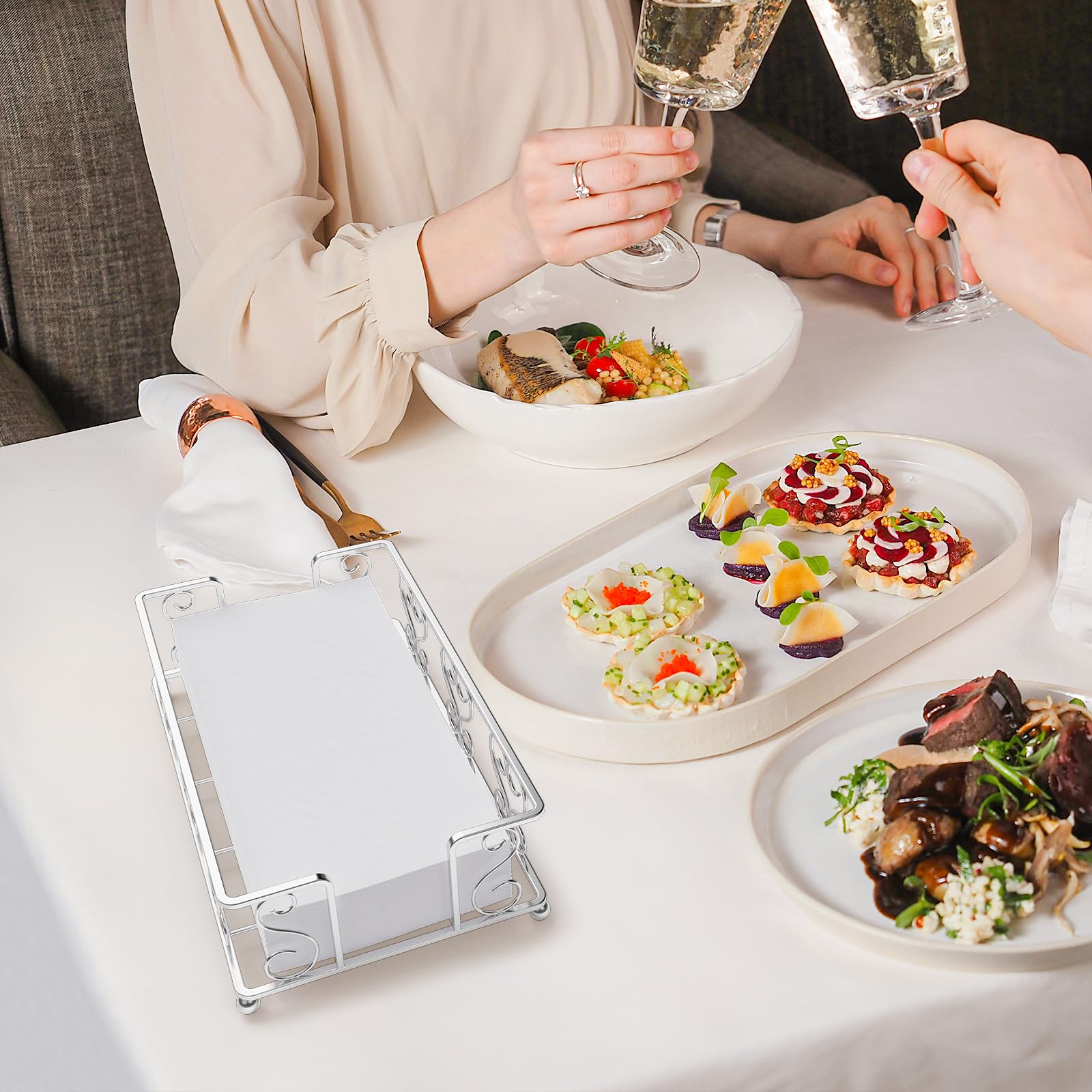 Premium Napkin Holder & Towel Dispenser - Stylish Bathroom & Kitchen Organizer for Flat Paper Napkins, Guest Towels & Disposable Hand Towels | Perfect for Restaurants, Home Decor & Party Supplies