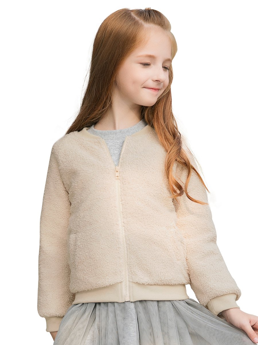 Sanlutoz Girls Fleece Zip-Up Winter Coat - Warm Kids Jacket with Long Sleeves | Fashion Outerwear for School, Playdates & Cold Weather Activities