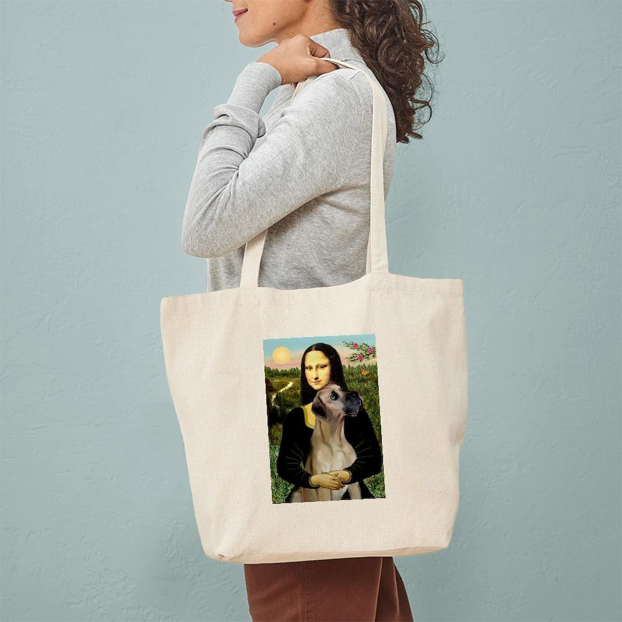 **Mona/Great Dane Canvas Tote Bag - Natural Reusable Shopping Bag for Groceries, Beach & Daily Use**