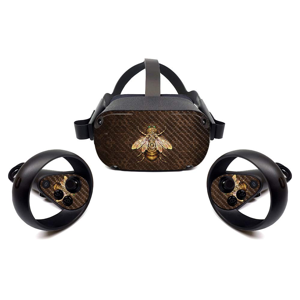 MightySkins Carbon Fiber Skin for Oculus Quest 2 - Steampunk Bee Design | Protective & Durable Textured Vinyl Wrap | Easy to Apply, Remove & Reusable | Made in USA | Perfect for Gaming, VR Protection & Customization