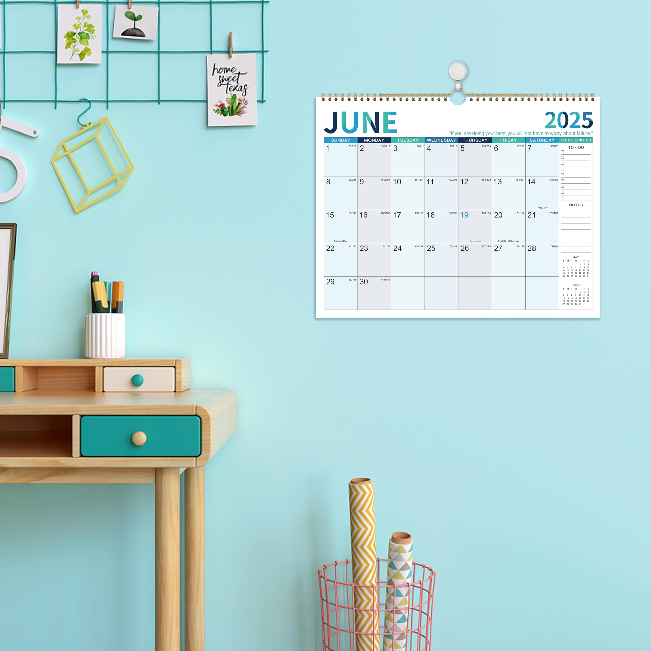 2025-2026 Wall Calendar with Julian Dates - 18 Month Large Planner (January 2025 to June 2026) - 14.8