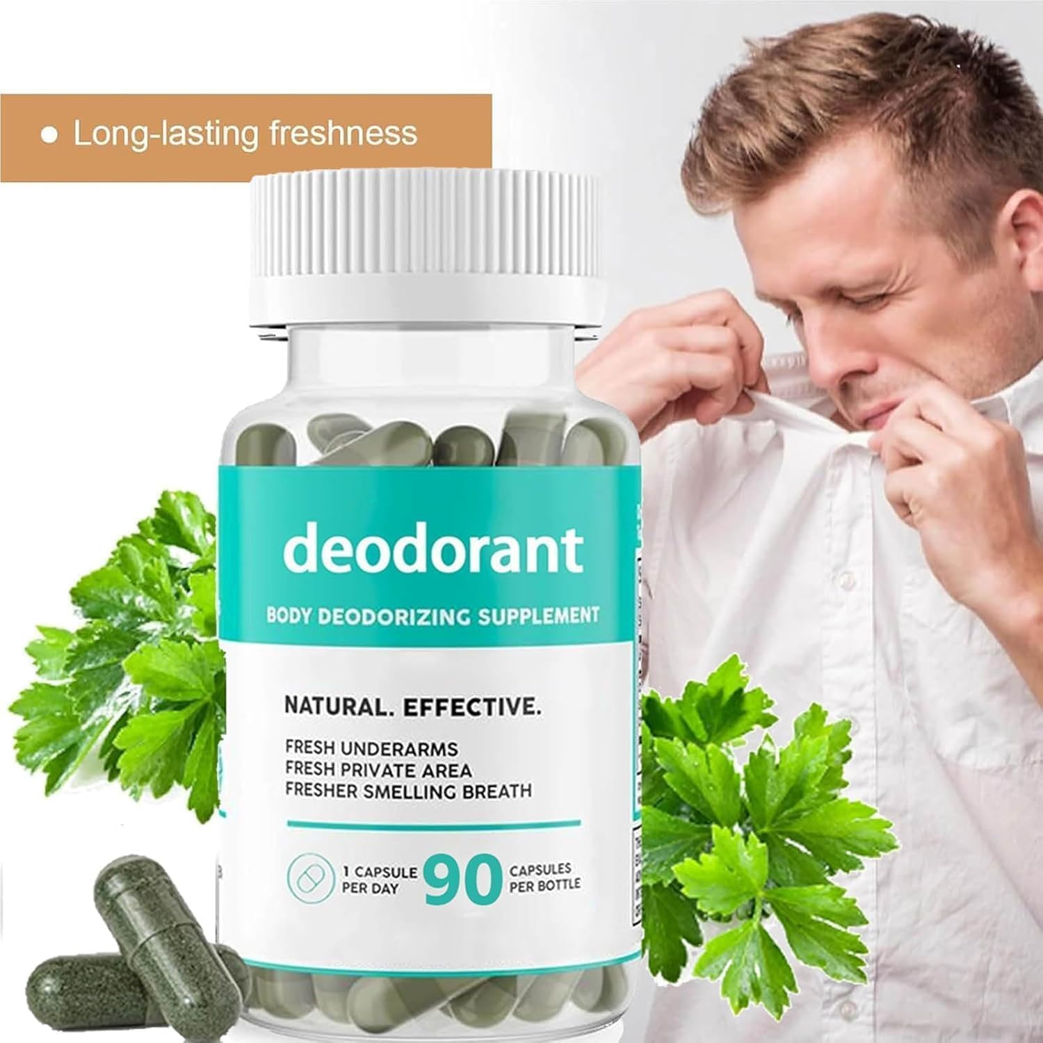 Natural Body Deodorant Capsules for Women - 90 Count (3 Pack) | Internal Odor Control Supplement | Fresh Breath & Sweat Reduction | Perfect for Gym, Work & Daily Use
