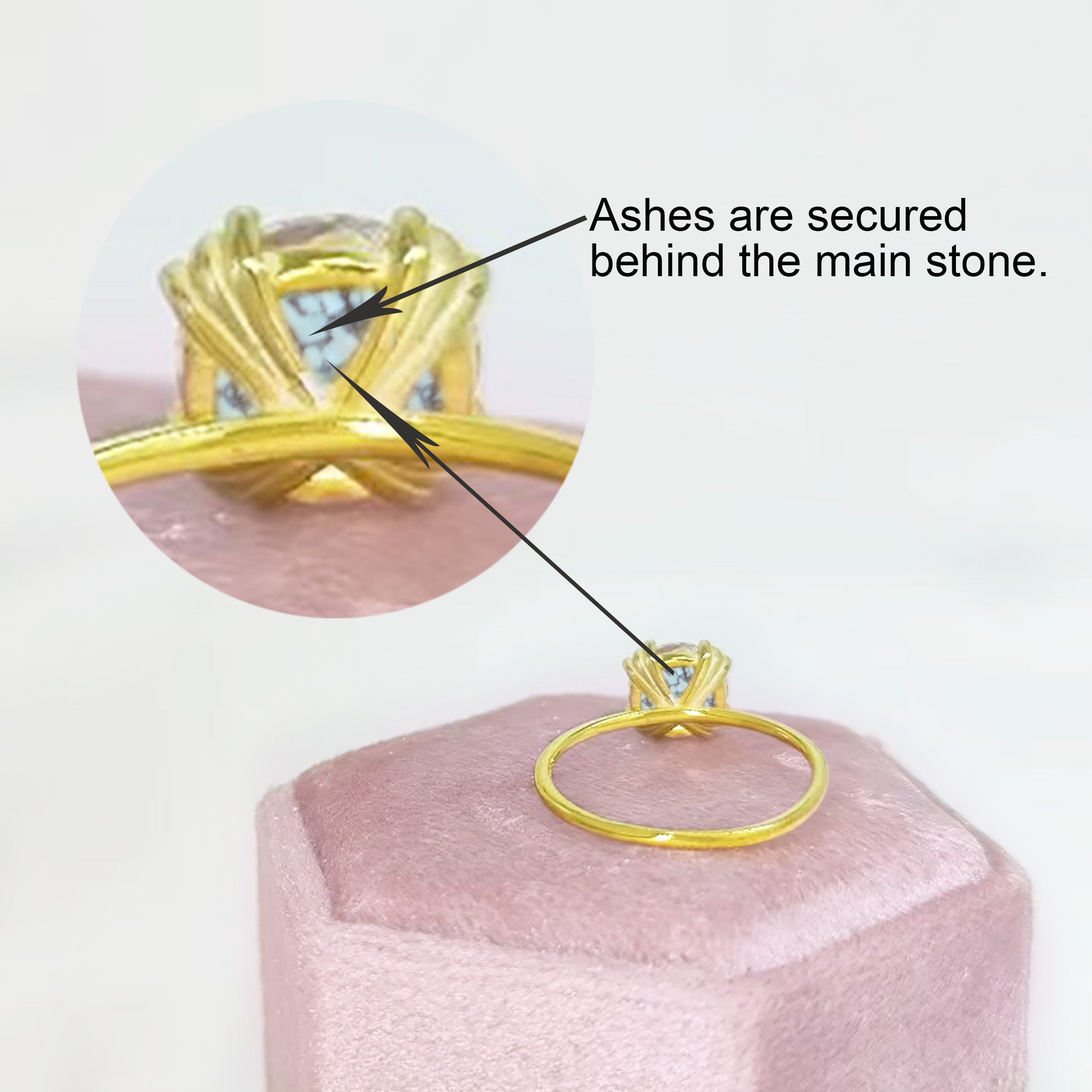 Round Cut Moissanite Ashes Ring for Women - Elegant Memorial Jewelry for Cremation Keepsake - Perfect for Remembrance, Sympathy Gifts & Special Occasions
