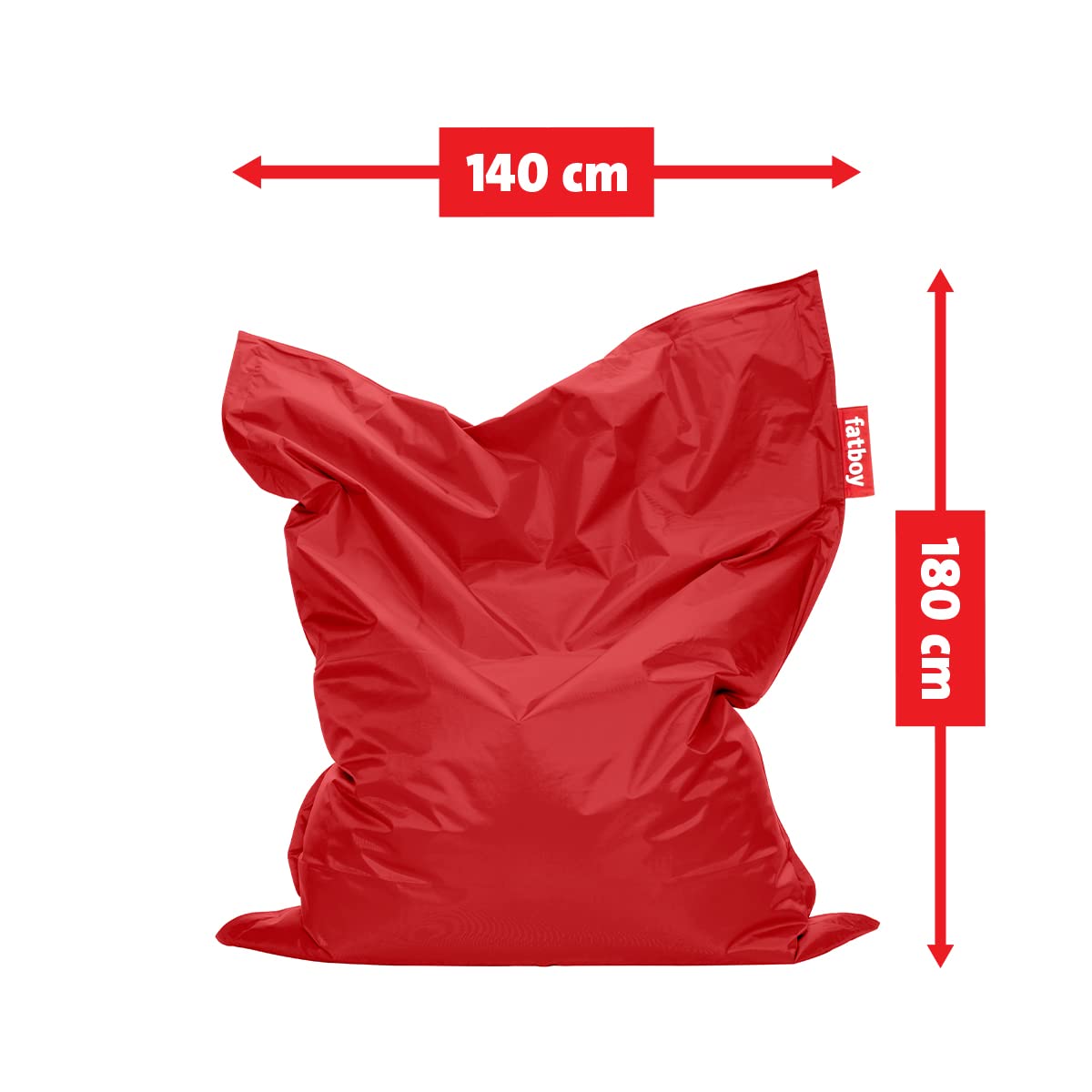 Fatboy Original Small Red Bean Bag Chair - Ultra Comfortable Indoor & Outdoor Lounge Seating for Living Room, Bedroom, Dorm, or Patio