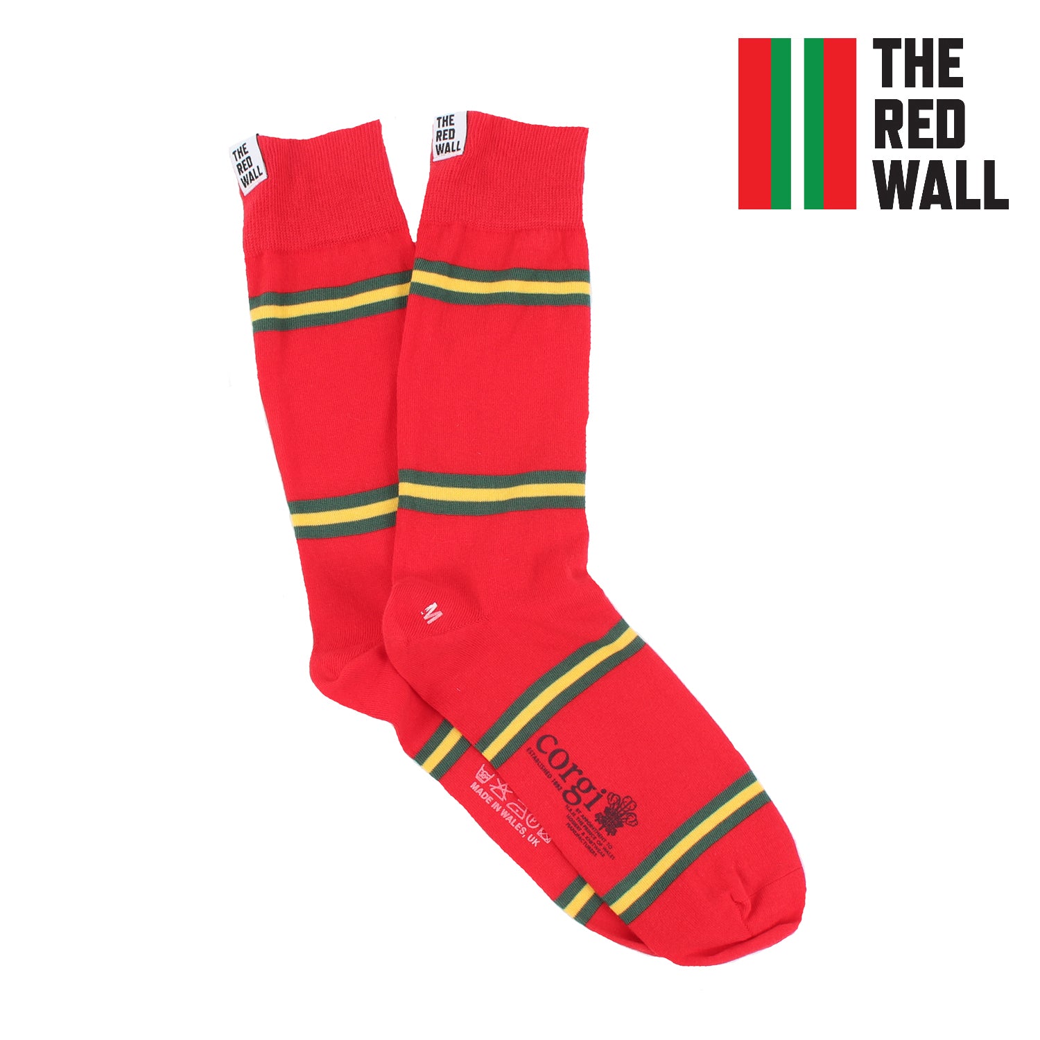 Red Striped Cotton Socks for Men & Women - Welsh Fan Design - Comfortable Casual & Athletic Socks for Everyday Wear, Sports, and Gifts