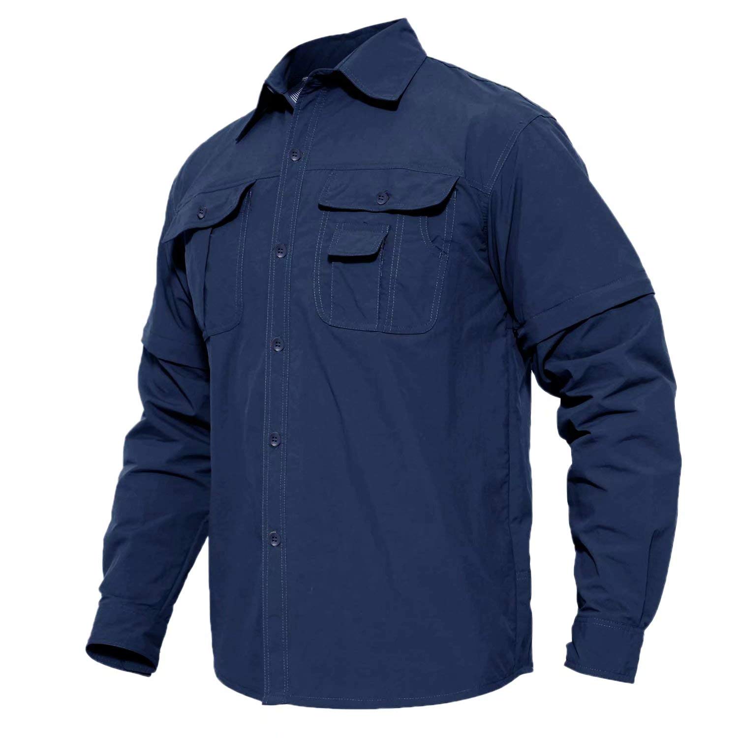 **MAGCOMSEN Men's Quick Dry Convertible Long & Short Sleeve Casual Button Down Shirt - Lightweight Fishing & Hiking Shirt for Outdoor Adventures, Travel & Daily Wear**