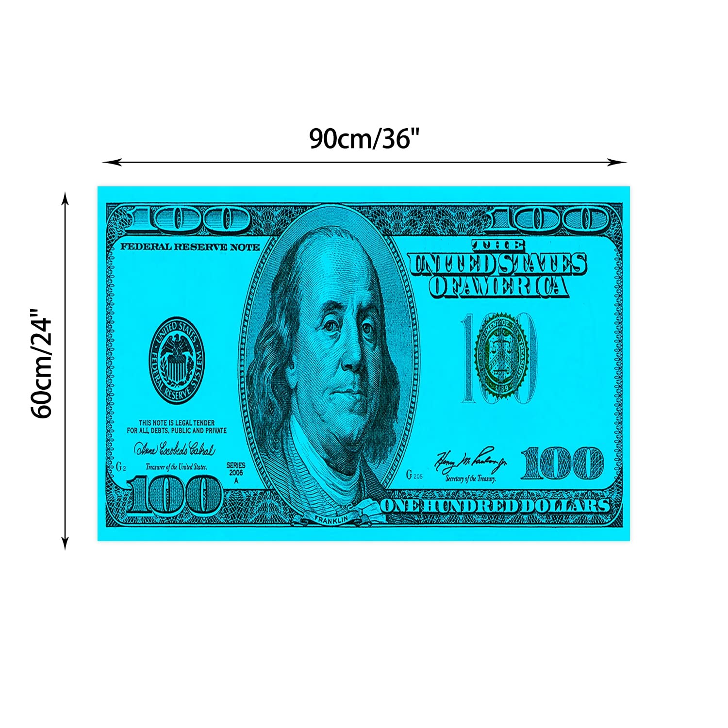GUBIYU Blue 100 Dollar Bill Area Rug - Funny Money Print Floor Carpet with Non-Slip Backing 24x36 Inches - Perfect for Living Room, Bedroom, Kitchen Runner, Laundry & Bathroom Mat