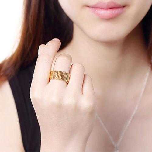 18K Gold Plated, Rose Gold & 925 Silver Mesh Rings for Women - Elegant Stackable Rings for Everyday Wear, Gift Giving & Special Occasions