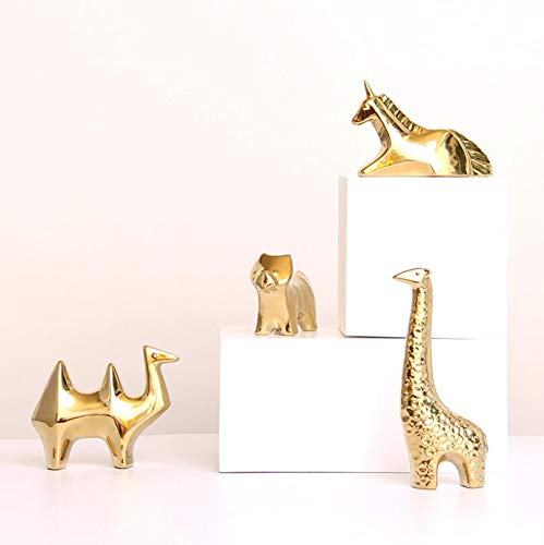 NWFashion Small Animal Statues - Modern Gold Dog Figurine for Home Decor | Elegant Decorative Ornament for Living Room, Shelf & Office Desk Display
