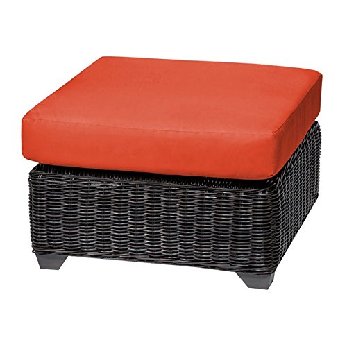 BOWERY HILL Orange Outdoor Patio Ottoman - Waterproof & Weather-Resistant Cube Seat for Garden, Deck, Poolside & Porch Furniture
