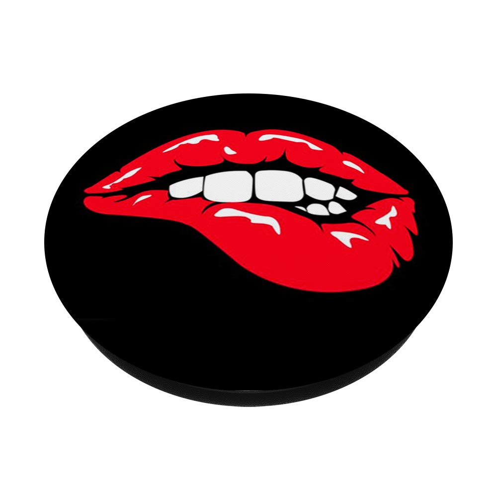Sparkly Red Lip Design PopSocket PopGrip - Swappable Phone Grip for iPhone, Samsung & Tablets - Perfect for Selfies, Video Calls & Secure Phone Handling
