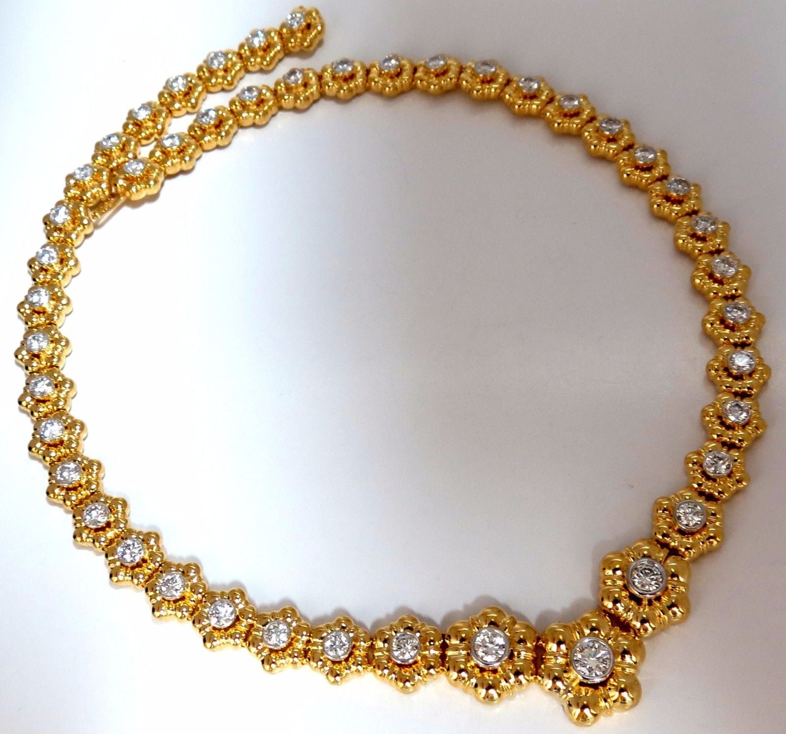 11.50ct Diamond Eternity Floral Flush Mount Necklace in 14K Gold - Elegant Wedding, Anniversary & Special Occasion Jewelry Gift