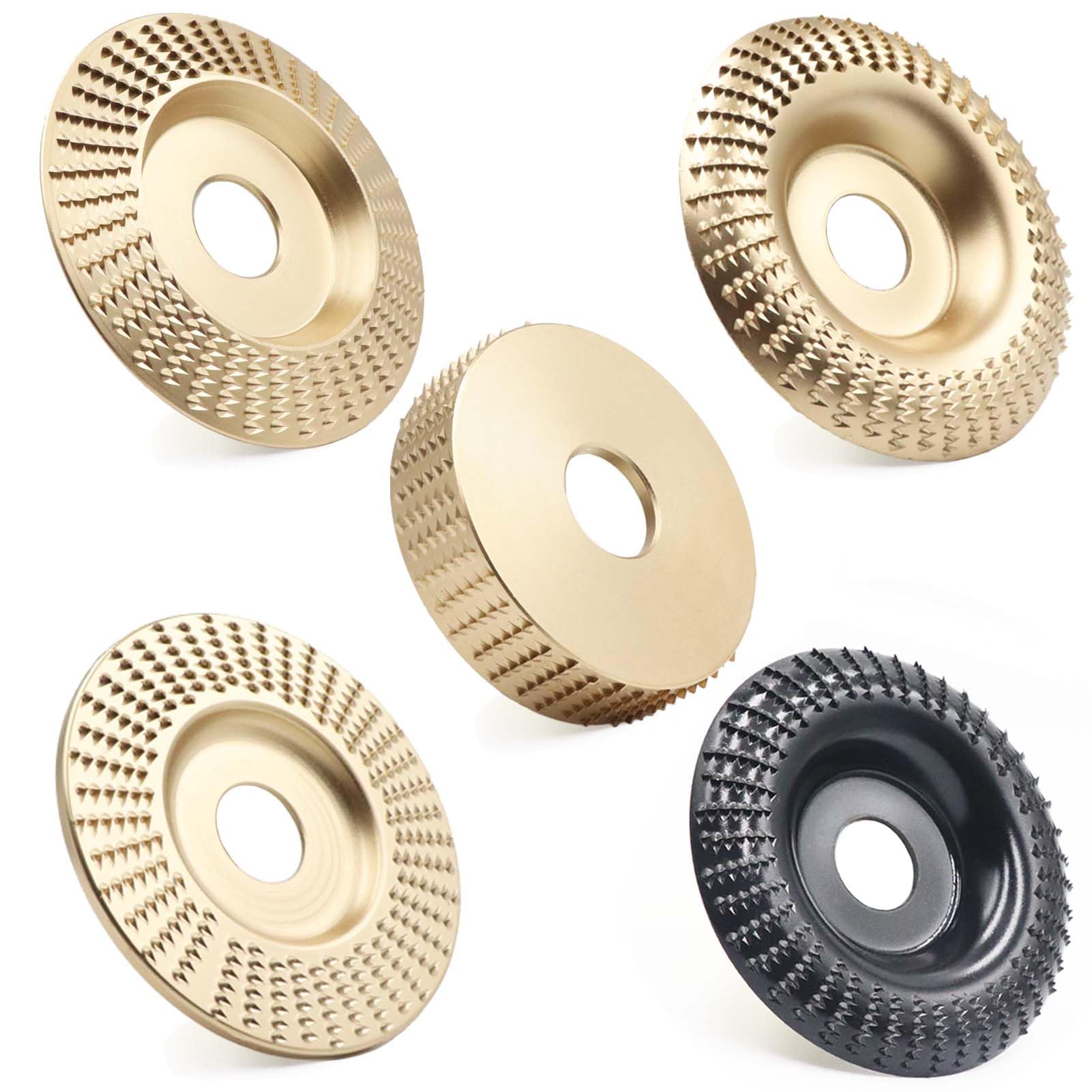 5PCS Angle Grinder Wood Carving Disc Set - 4 & 4.5 Inch Grinder Attachments with 5/8