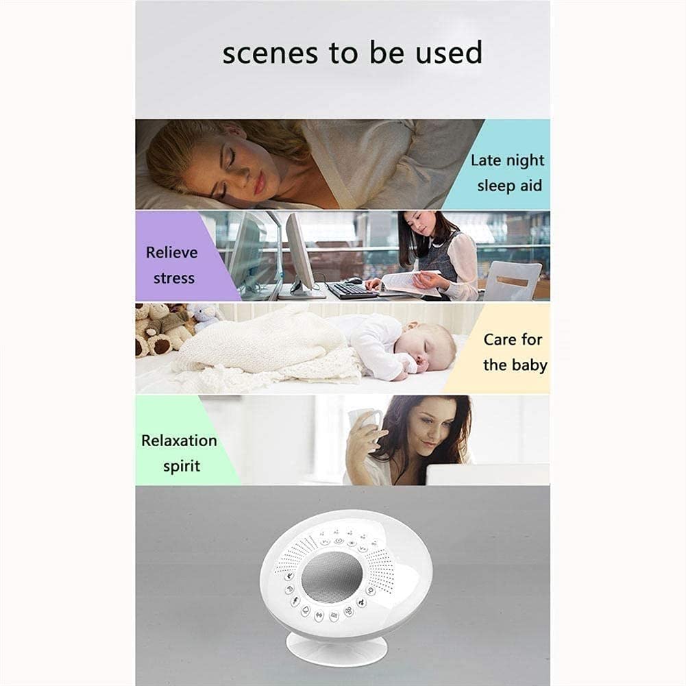 White Noise Machine with Baby Night Light - 9 Soothing Sounds & Timer for Better Sleep | Portable Sound Machine for Babies, Adults & Seniors | Home, Nursery & Travel Use (White)