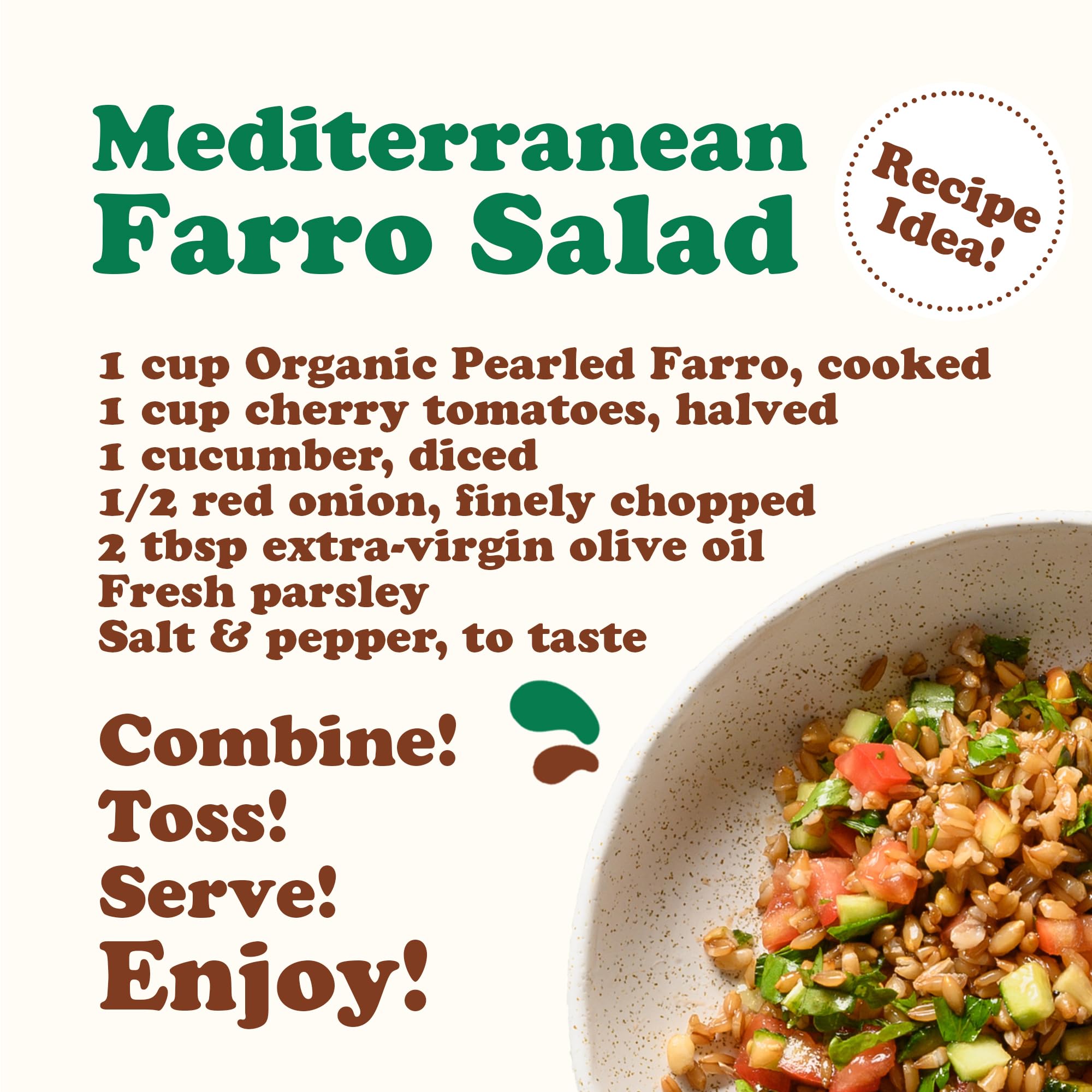 Organic Italian Pearled Farro 1.5 lb | Non-GMO, Kosher, Vegan Whole Grain | High Fiber & Protein | No Sodium or Sugar | Perfect for Salads, Soups & Healthy Meal Prep