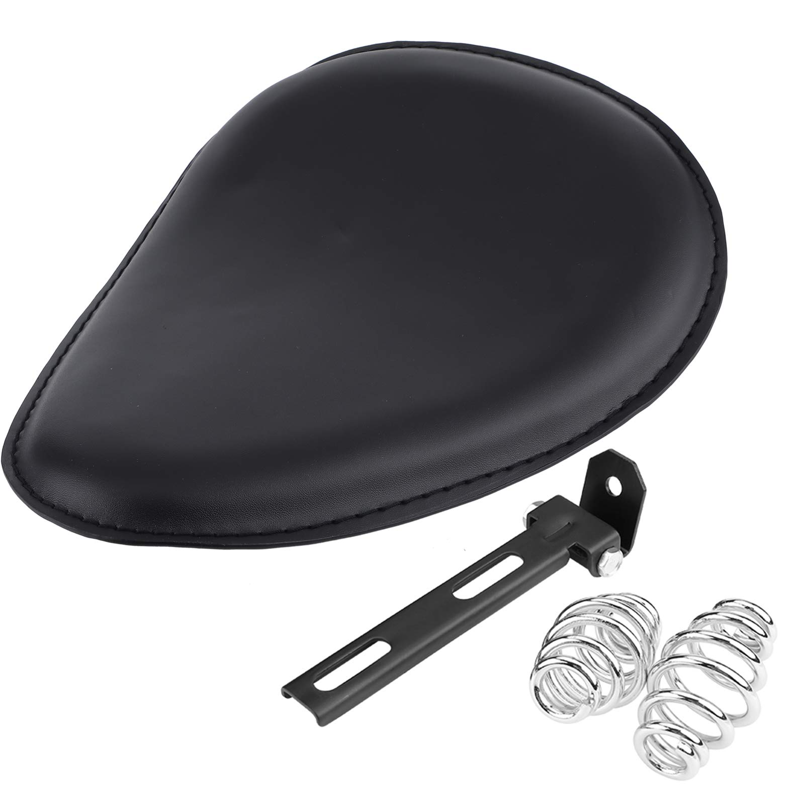 Premium Leather & Steel Motorcycle Solo Seat with Mount Spring Bracket - 12.2