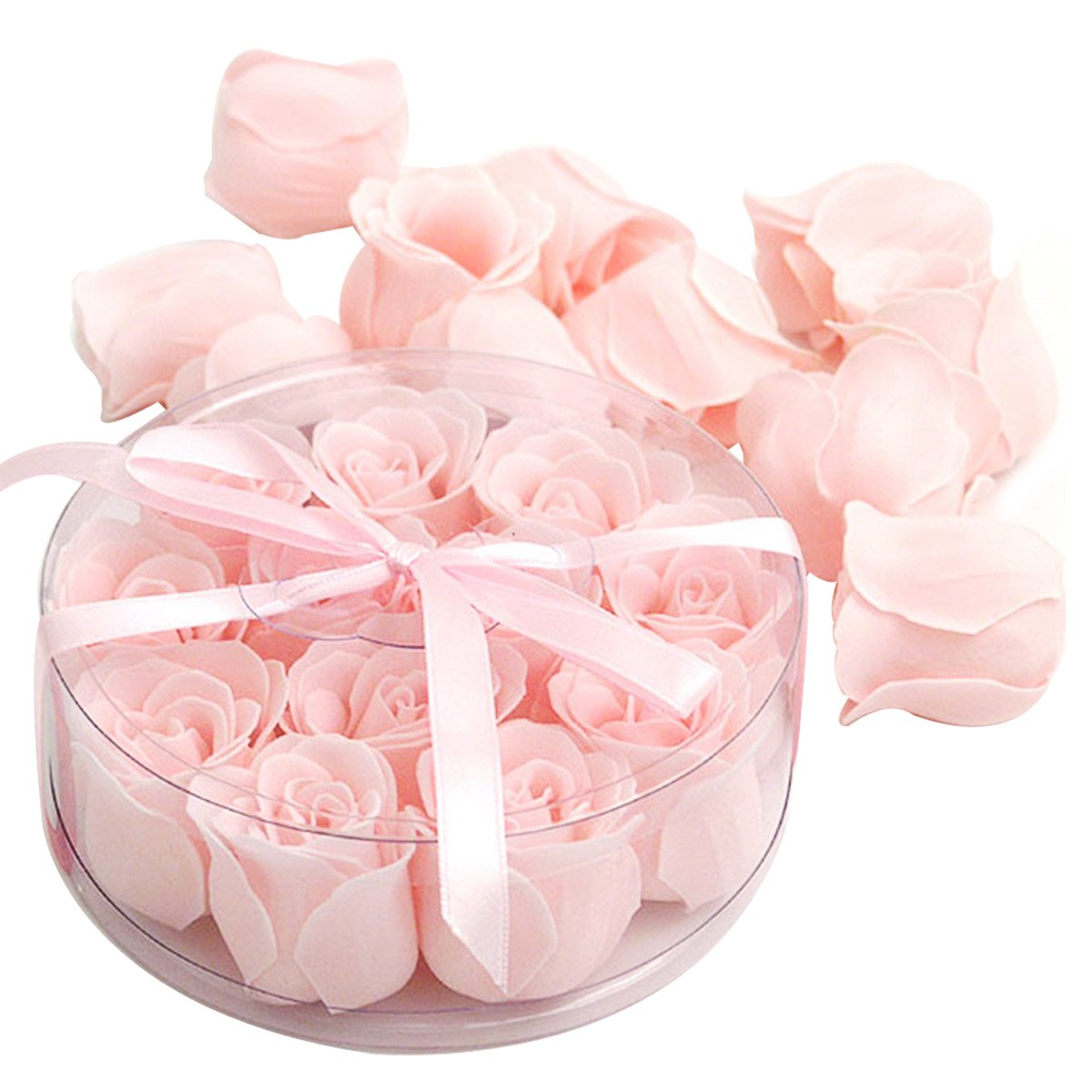 Wrapables Scented Rose Soaps - Set of 12 Pink Handmade Soap Bars with Natural Fragrance | Perfect for Gifts, Bathroom Decor & Luxury Self-Care