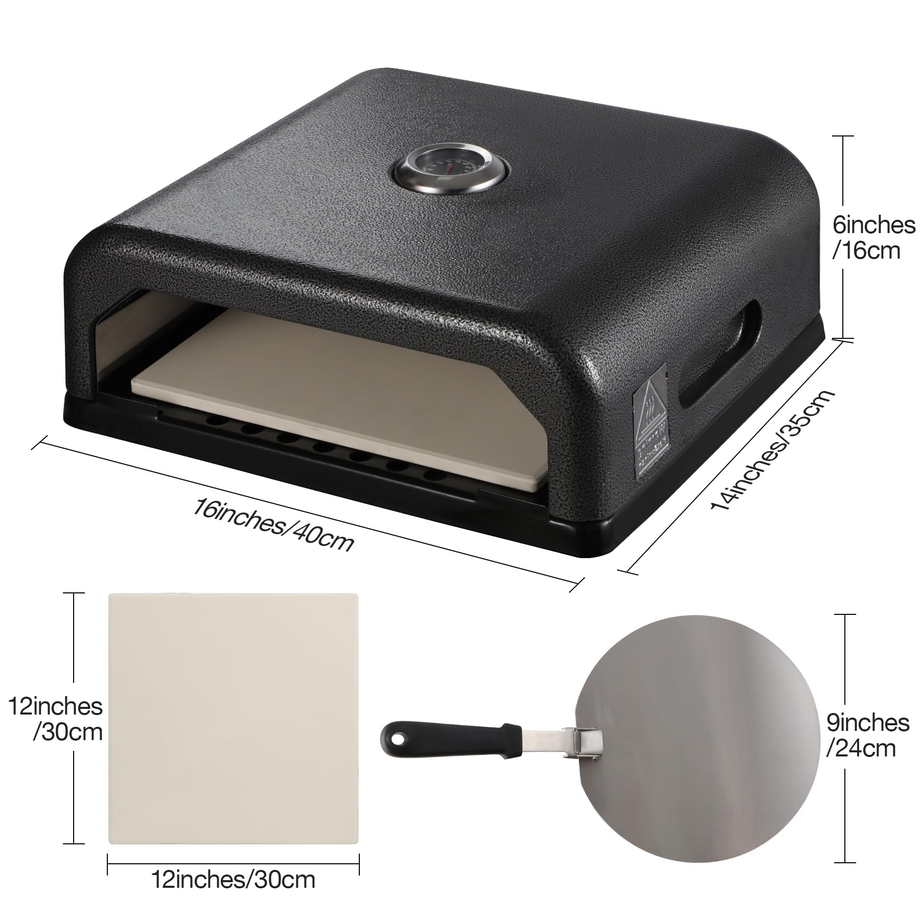 Lineslife Portable Outdoor Pizza Oven for Grill - Includes Pizza Peel, Stone & Cutter - Perfect for Charcoal, Gas & Propane Grills - Ideal for Backyard BBQs, Camping & Outdoor Cooking