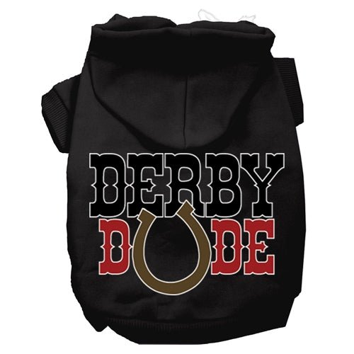 Derby Dude Screen Print Dog Hoodies - Soft & Stylish Pet Apparel in Multiple Colors - Perfect for Outdoor Adventures & Photo Shoots