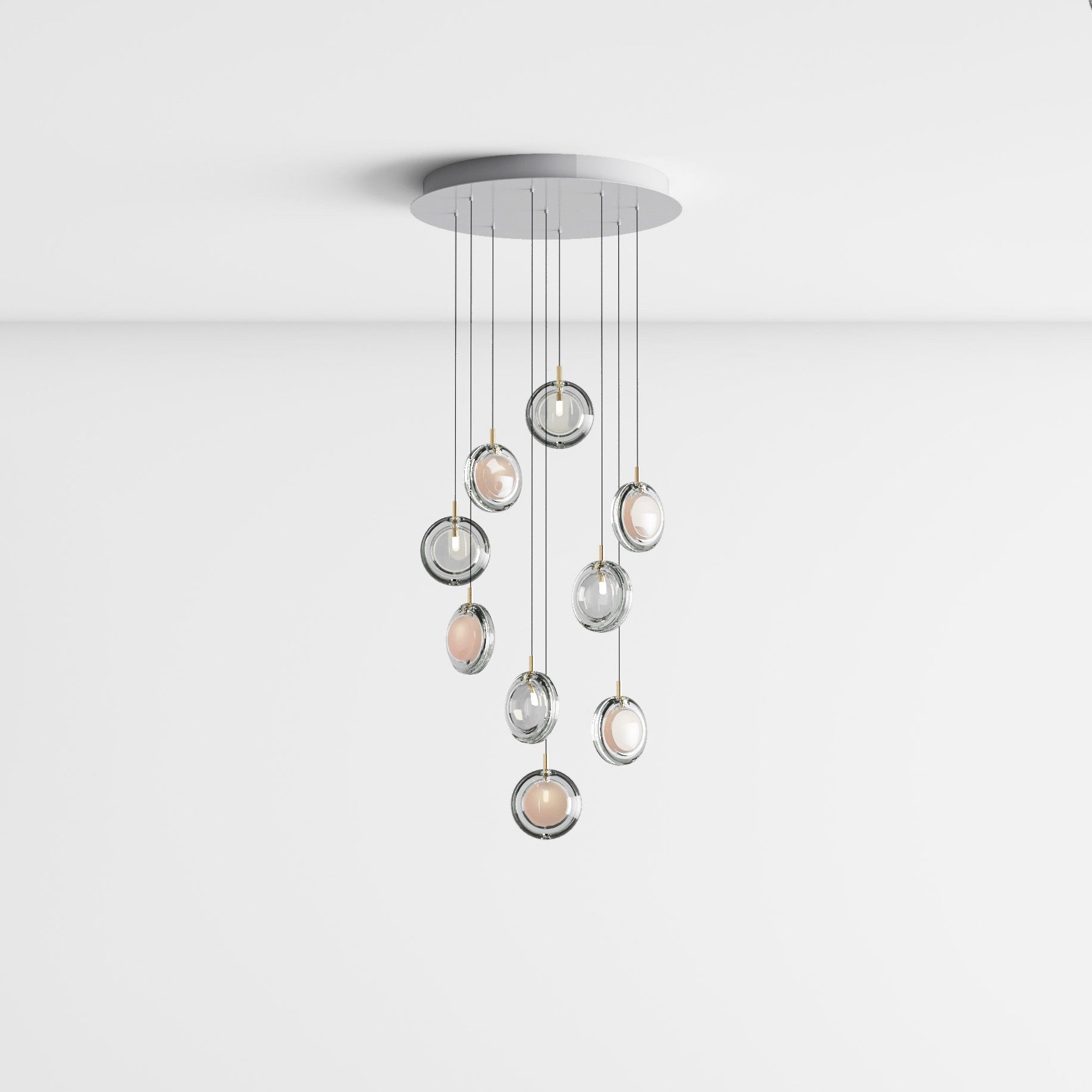 Modern Round Glass Art Pendant Lamp - Elegant Hanging Light Fixture for Dining Room, Kitchen Island & Bedroom Decor