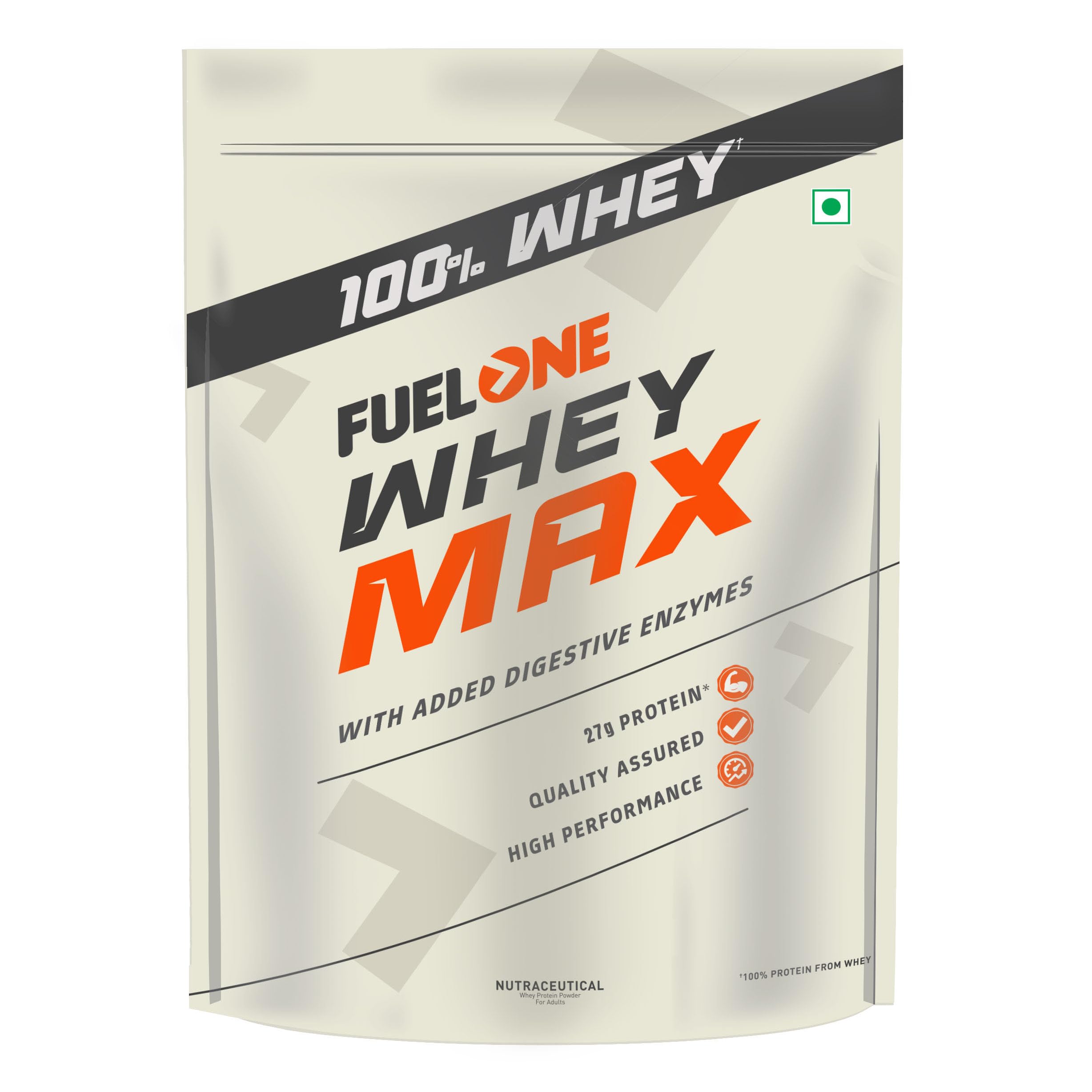 FUELONE Whey Max Chocolate Protein Powder (1kg / 2.2lbs) - Whey Protein Concentrate & Isolate Blend - 27g Protein per Serving - Ideal for Post-Workout Recovery & Muscle Building