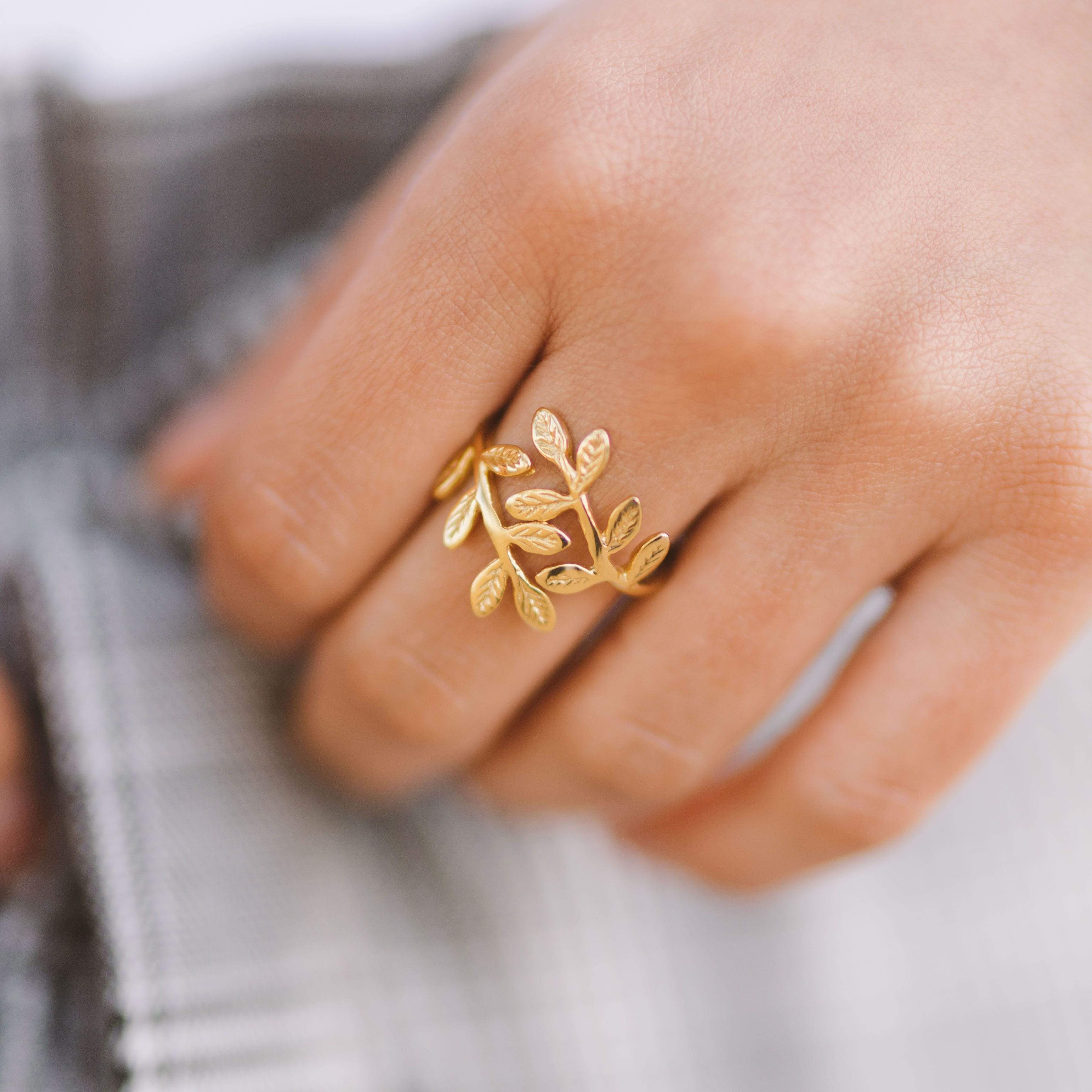 Palestine Olive Leaf Ring - Handmade Silver Jewelry for Women, Unique Olive Branch Design - Perfect for Weddings, Anniversaries & Special Occasions