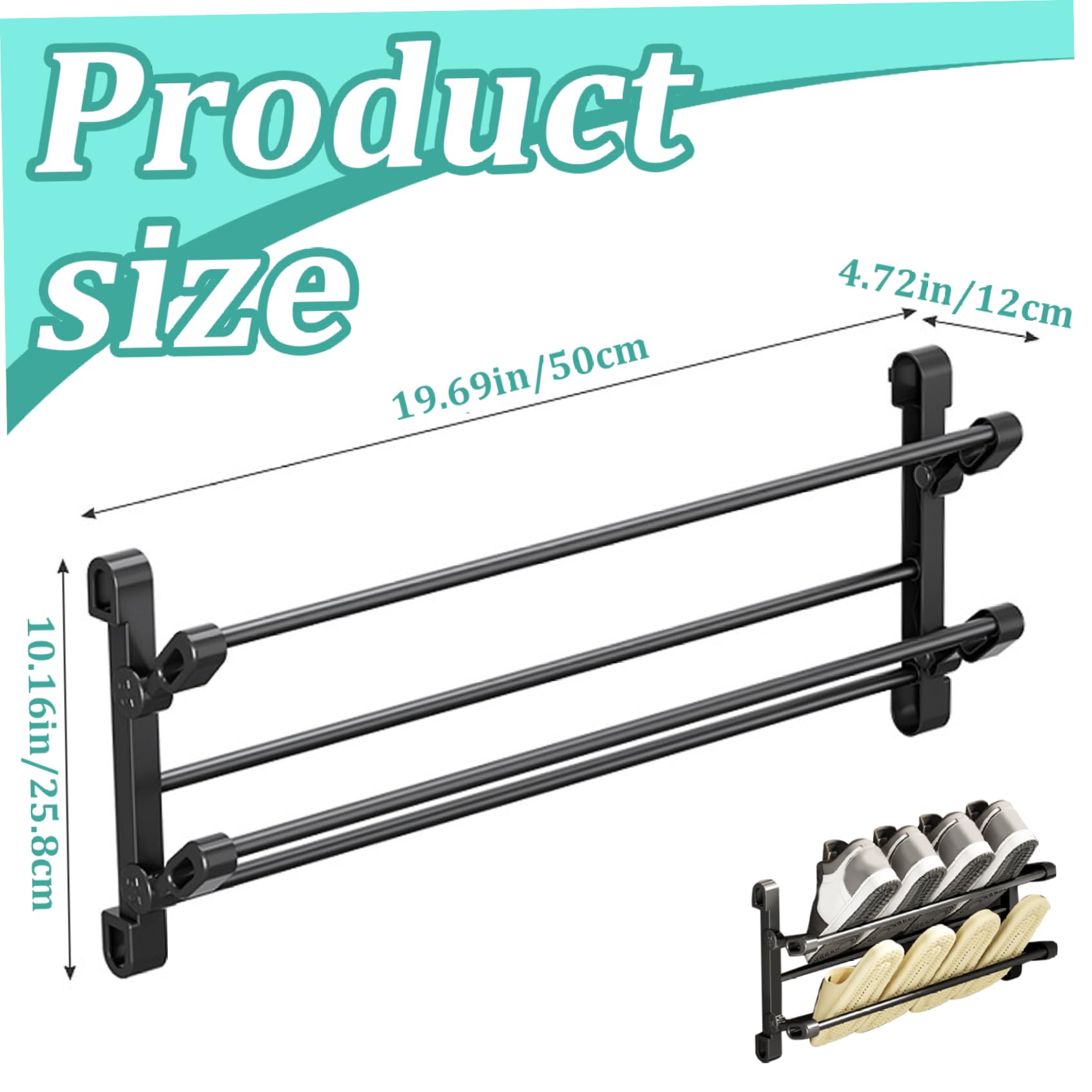 2-Tier Stackable & Foldable Shoe Rack Organizer for Entryway, Hallway & Closet Storage - Space Saving Shoe Shelf for Indoor & Outdoor Use - Perfect for Apartments, Dorms & Small Spaces