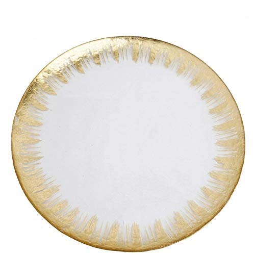 Premium Glass Charger Plates with Gold Rim - Elegant Dinner Plate Chargers for Weddings & Formal Events - Set of 8 - Perfect for Table Decor, Holiday Dinners & Special Occasions