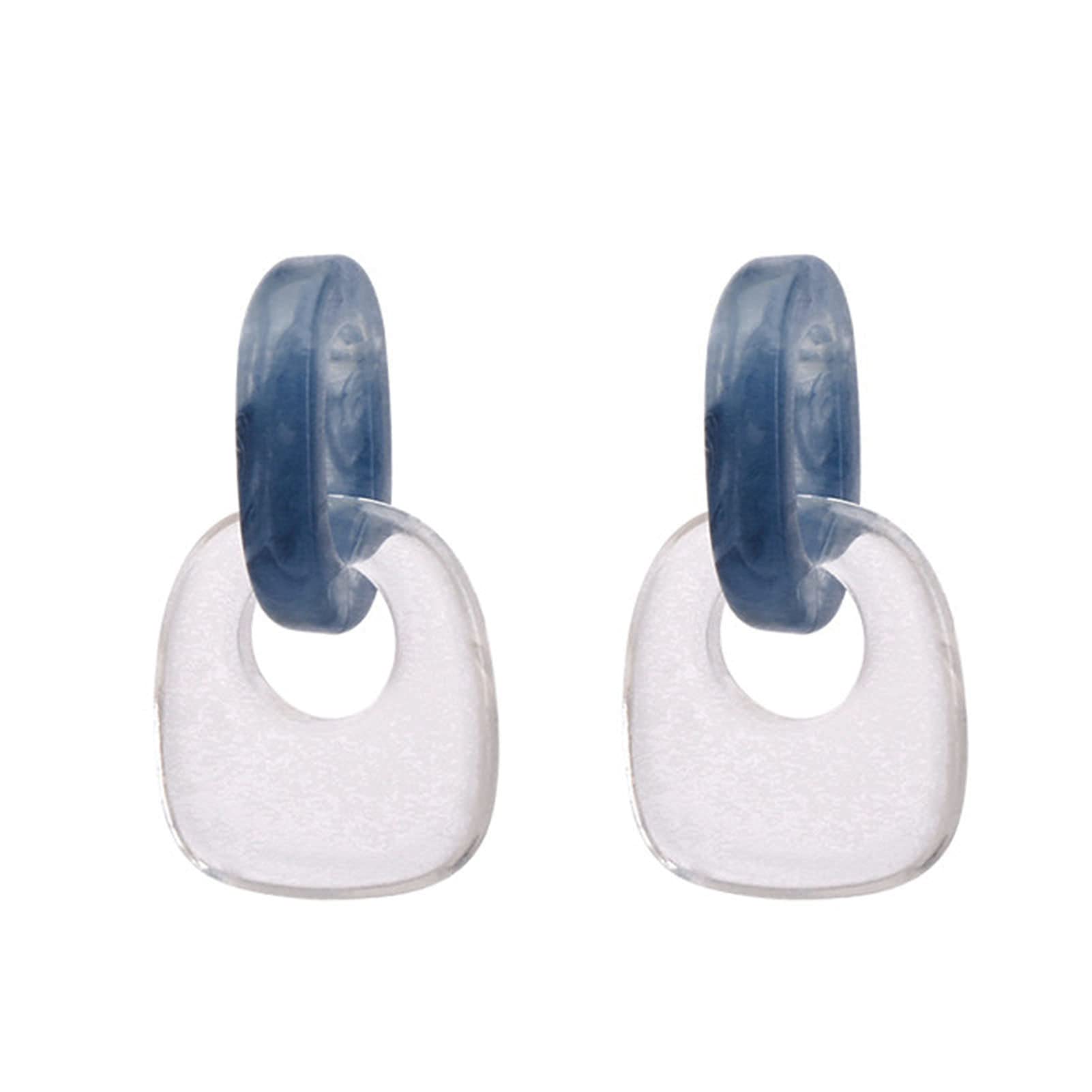 Stylish Blue Acrylic Geometric Square Earrings for Women - Trendy Fashion Stud Ear Accessories for Girls | Perfect for Holidays, Parties & Everyday Wear