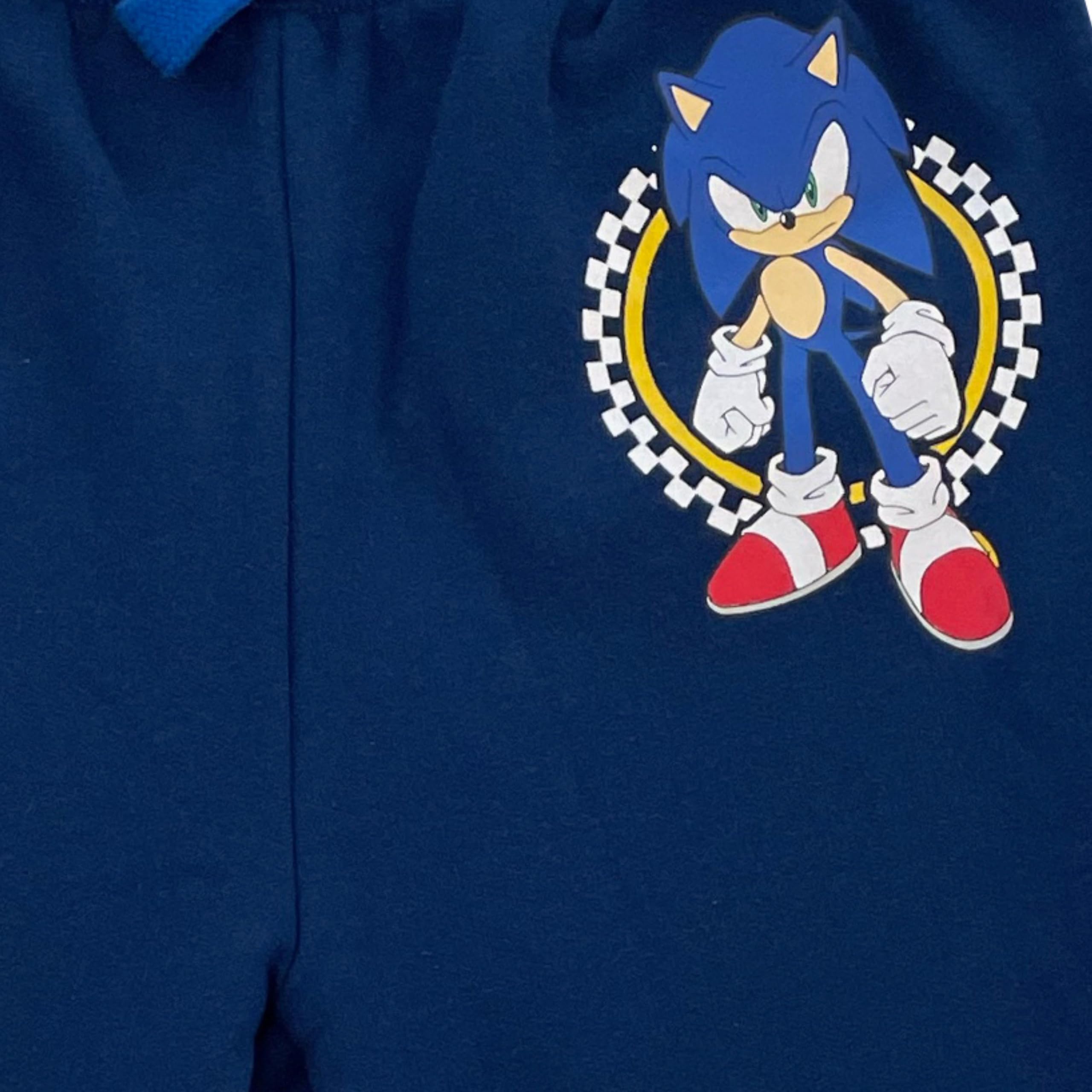 Sonic The Hedgehog Boys Graphic Hoodie & Jogger Pants 2-Piece Outfit Set - Cool Gaming Character Costume for Kids Birthday Party & Cosplay Events