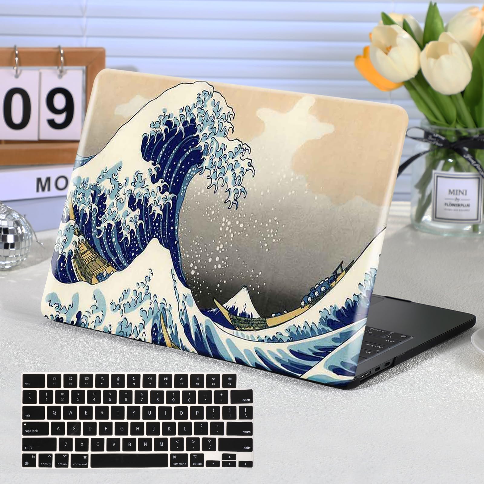Funut Hard Plastic Protective Case for MacBook Pro 13 inch (2024-2016 Models) - Compatible with M2/M1 A2338/A2251/A2289/A2159/A1989/A1706/A1708, Slim Shell Cover with Touch Bar Cutout - Sea Wave Design - Perfect for Work, Travel & School Protection