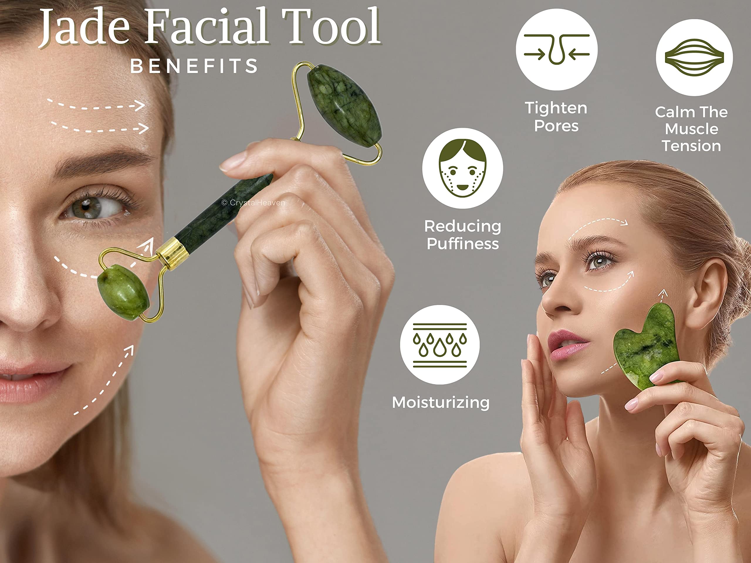 Certified Jade Roller and Gua Sha Set for Face Massage - Green Jade Facial Roller & Gua Sha Tool Combo for Women | Skincare, Anti-Aging, Puffiness Relief | Perfect for Morning Routine, Spa Day, and Self-Care Rituals